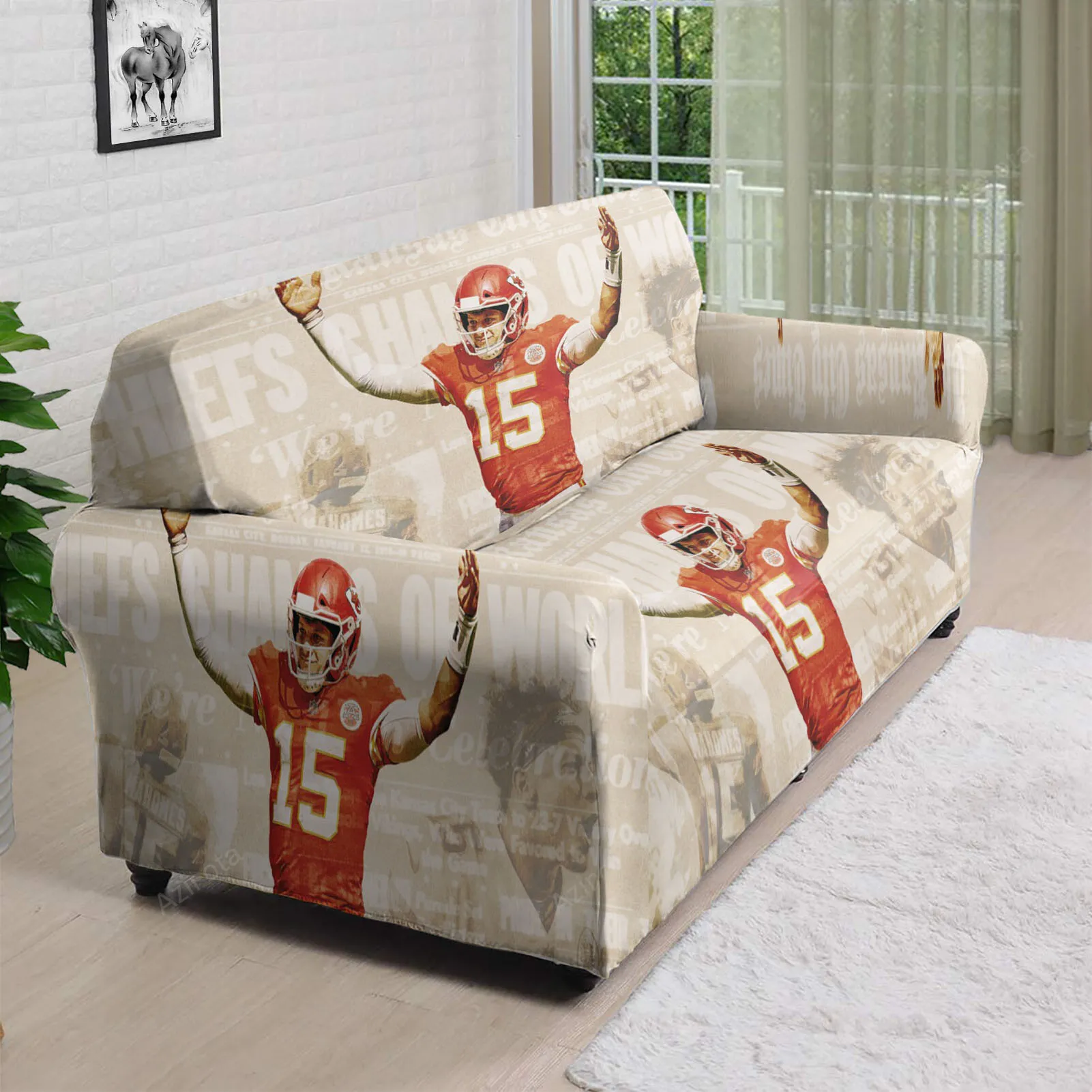 Kansas City Chiefs Patrick Mahomes 15 v7 3D Sofa Cover