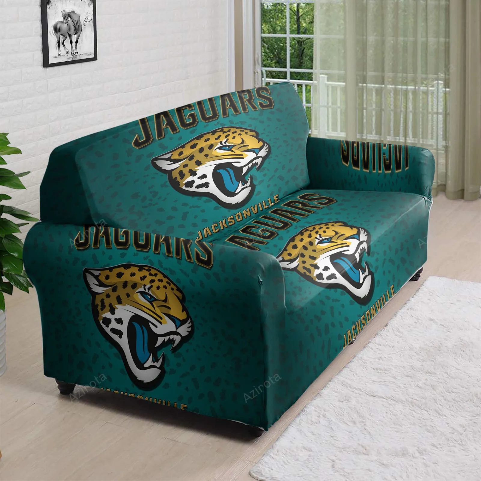 Jacksonville Jaguars Emblem v7 3D Sofa Cover