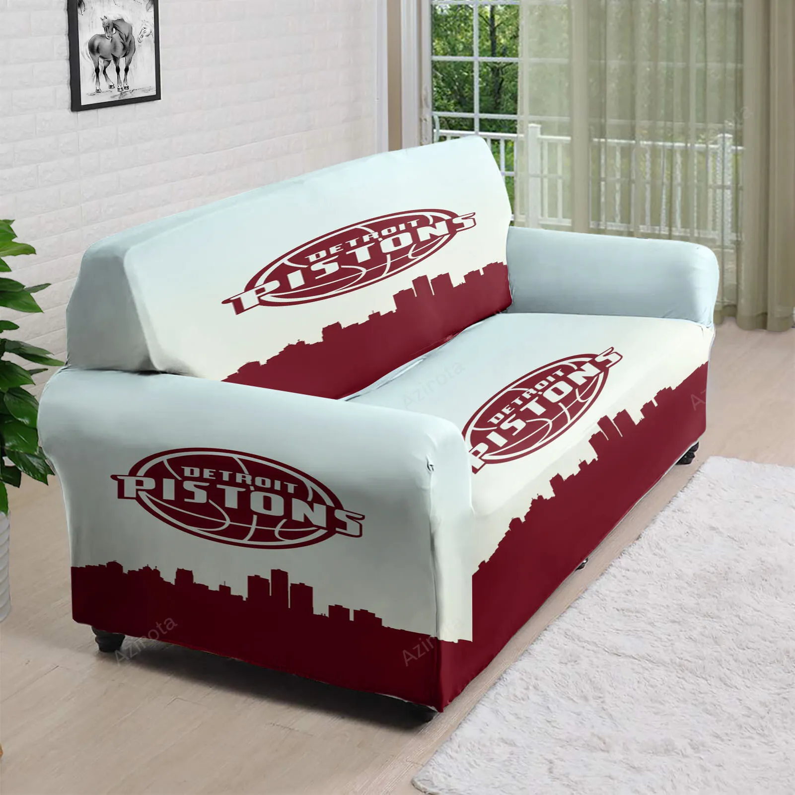 Detroit Pistons Red City 3D Sofa Cover