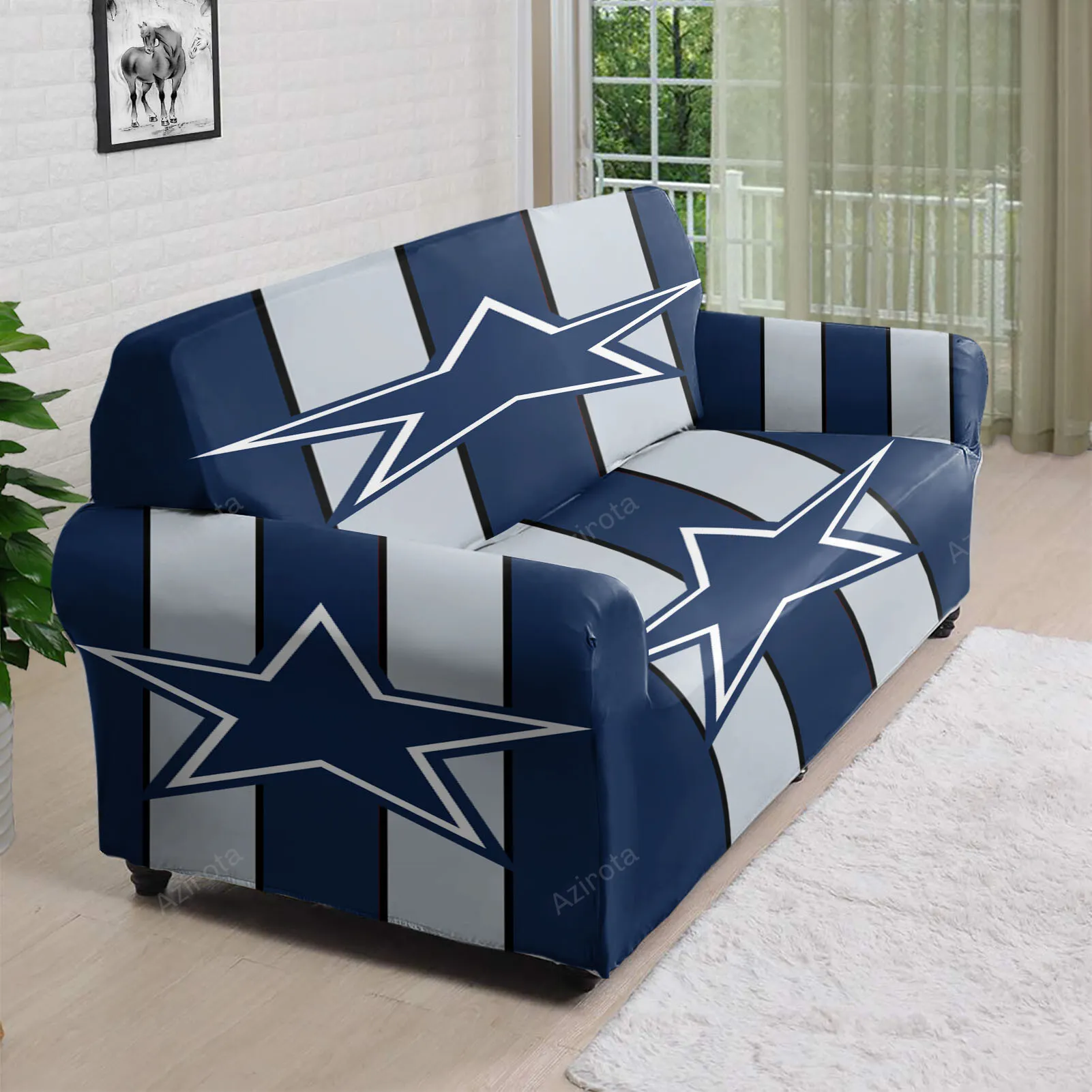 Dallas Cowboys Star Striped Navy 3D Sofa Cover