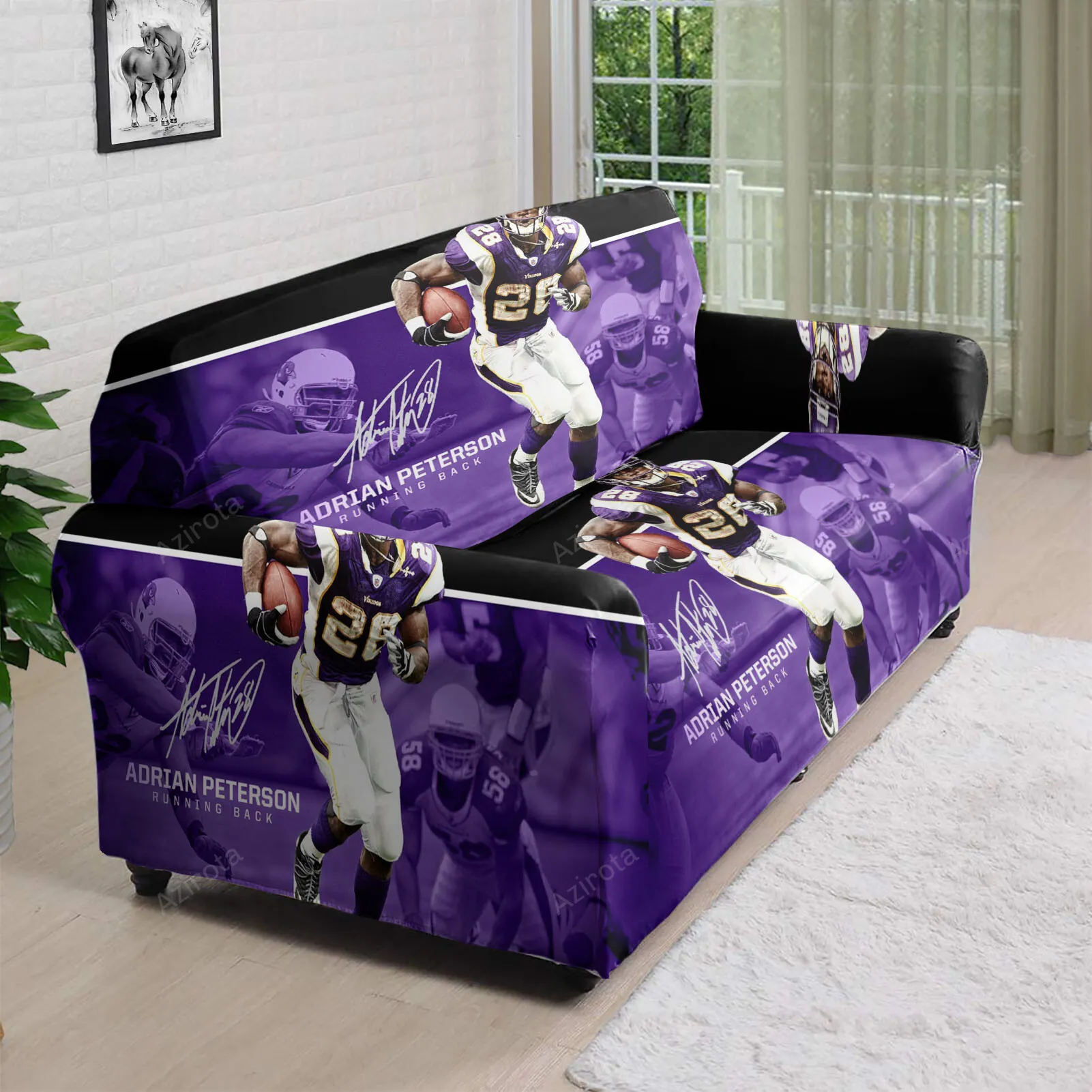 Minnesota Vikings Adrian Peterson 28 v4 3D Sofa Cover