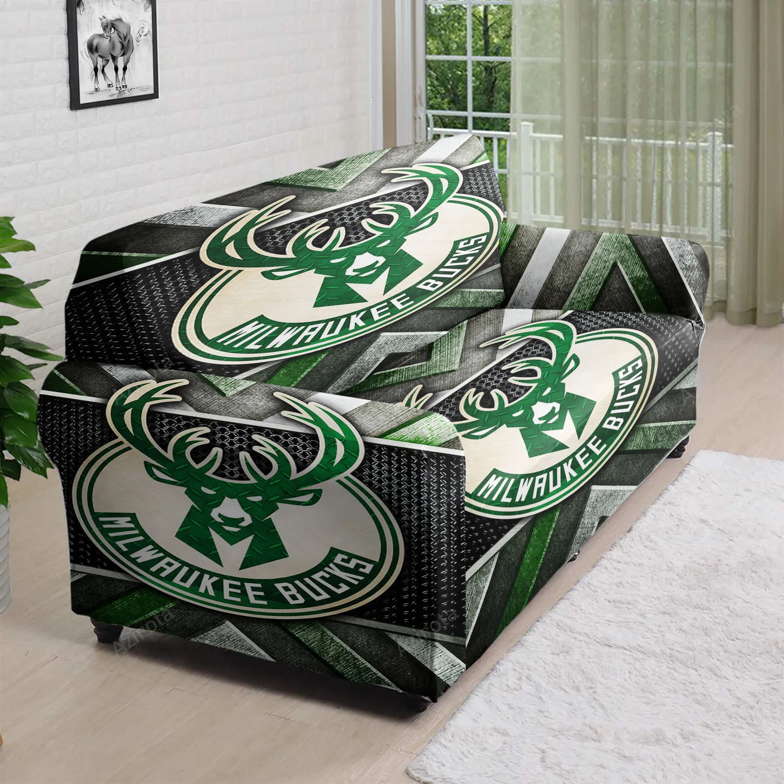 Milwaukee Bucks Emblem v38 3D Sofa Cover