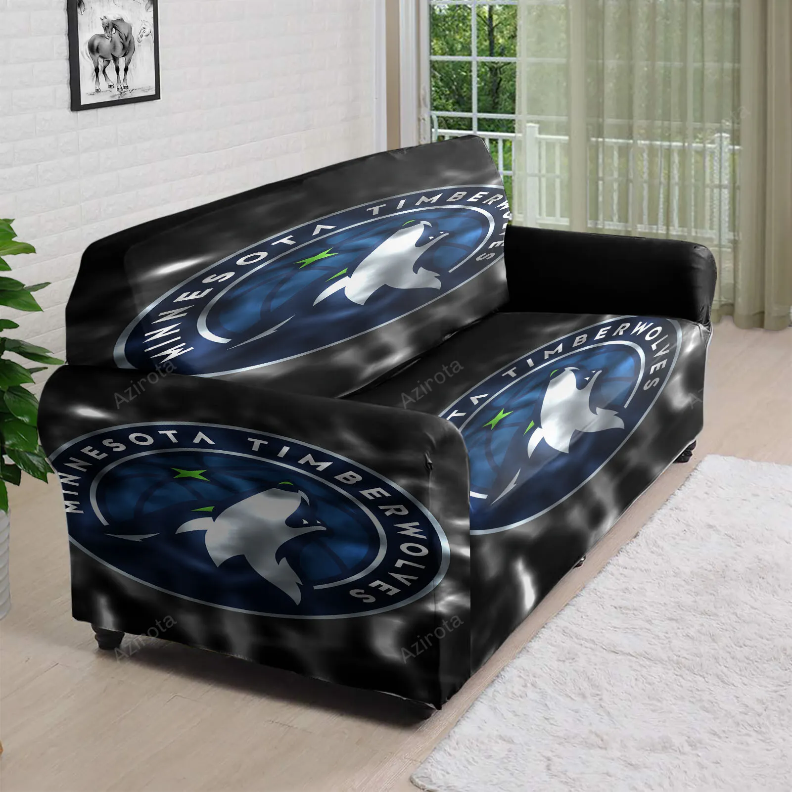 Minnesota Timberwolves Emblem v22 3D Sofa Cover