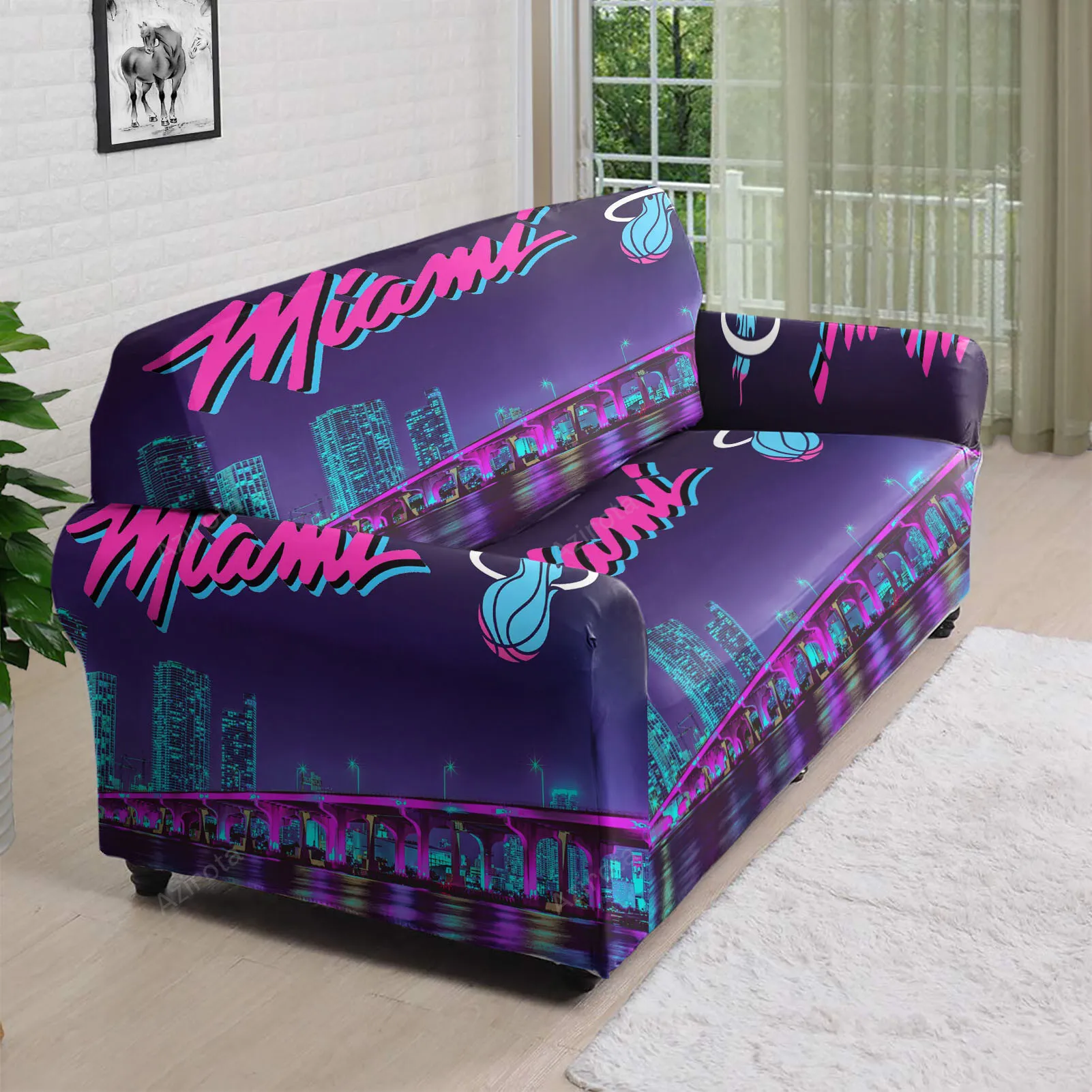 Miami Heat Night City1 3D Sofa Cover