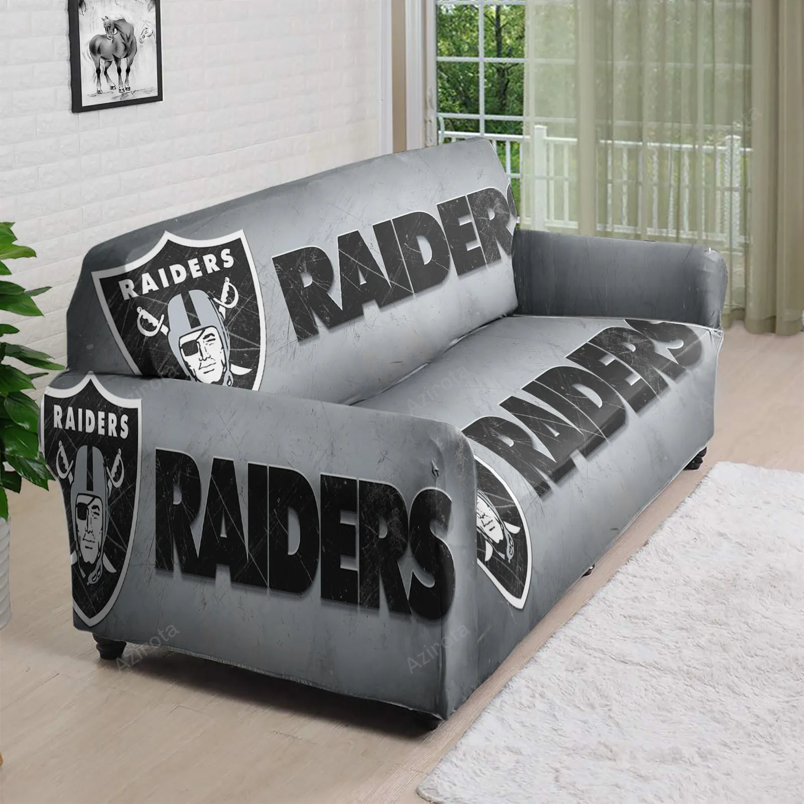 Las Vegas Raiders Logo Art Metal 3D Sofa Cover