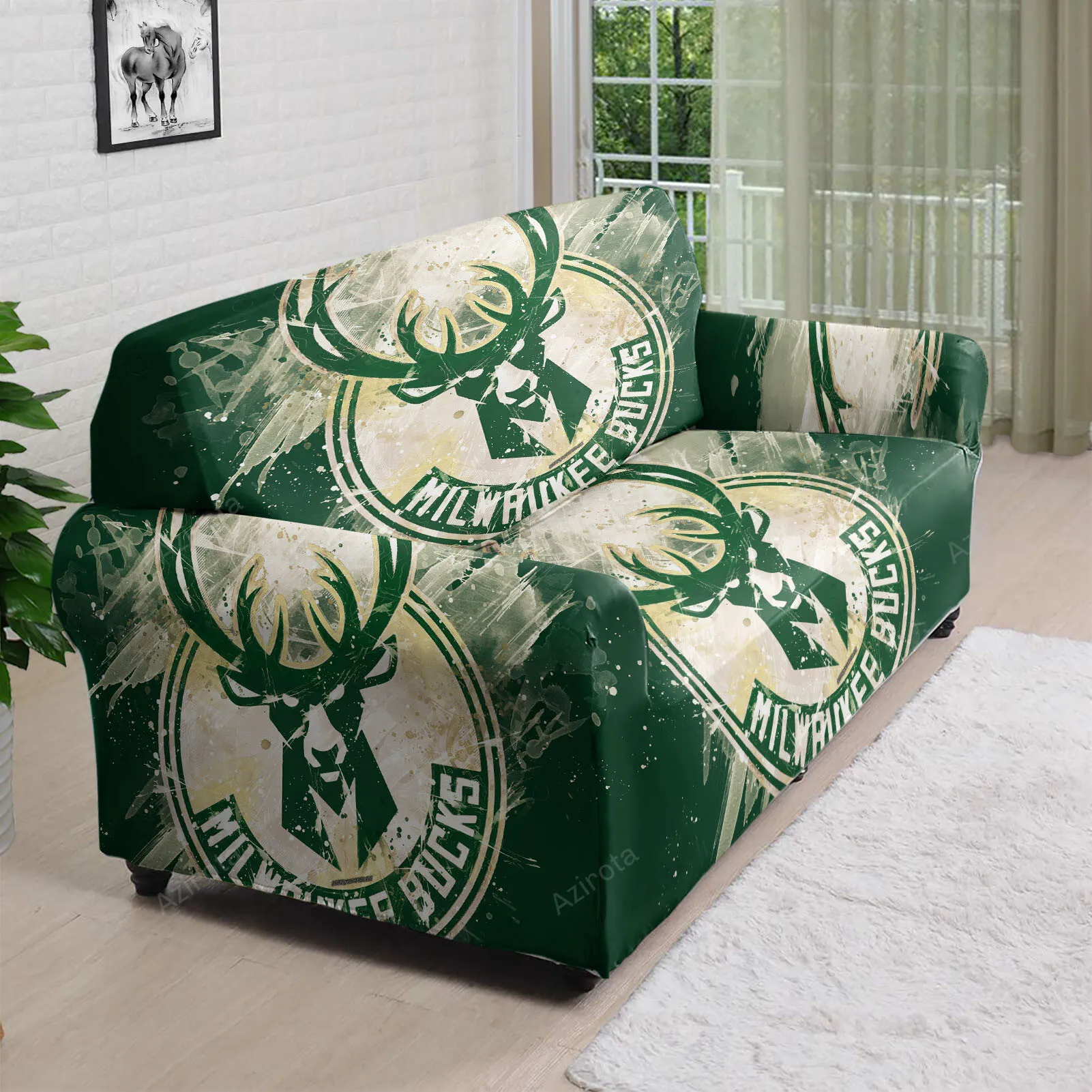 Milwaukee Bucks Emblem v20 3D Sofa Cover