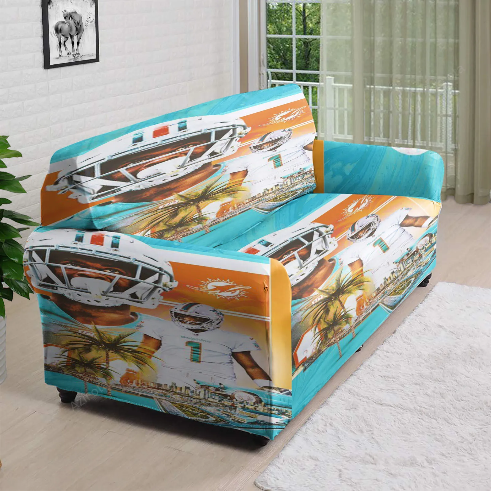 Miami Dolphins Players8 3D Sofa Cover