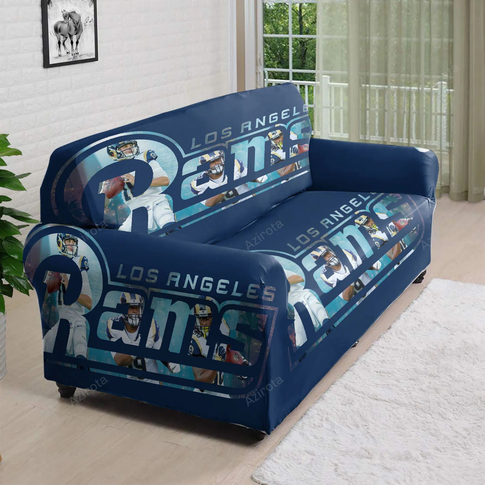Los Angeles Rams Players Navy 3D Sofa Cover