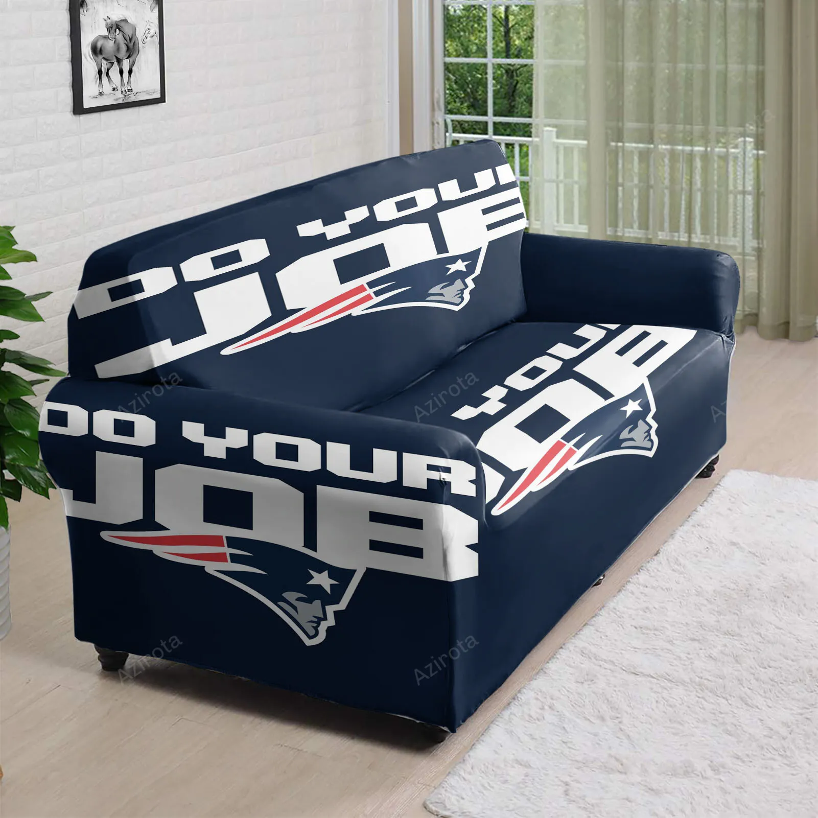 New England Patriots Do Your Job Navy 3D Sofa Cover