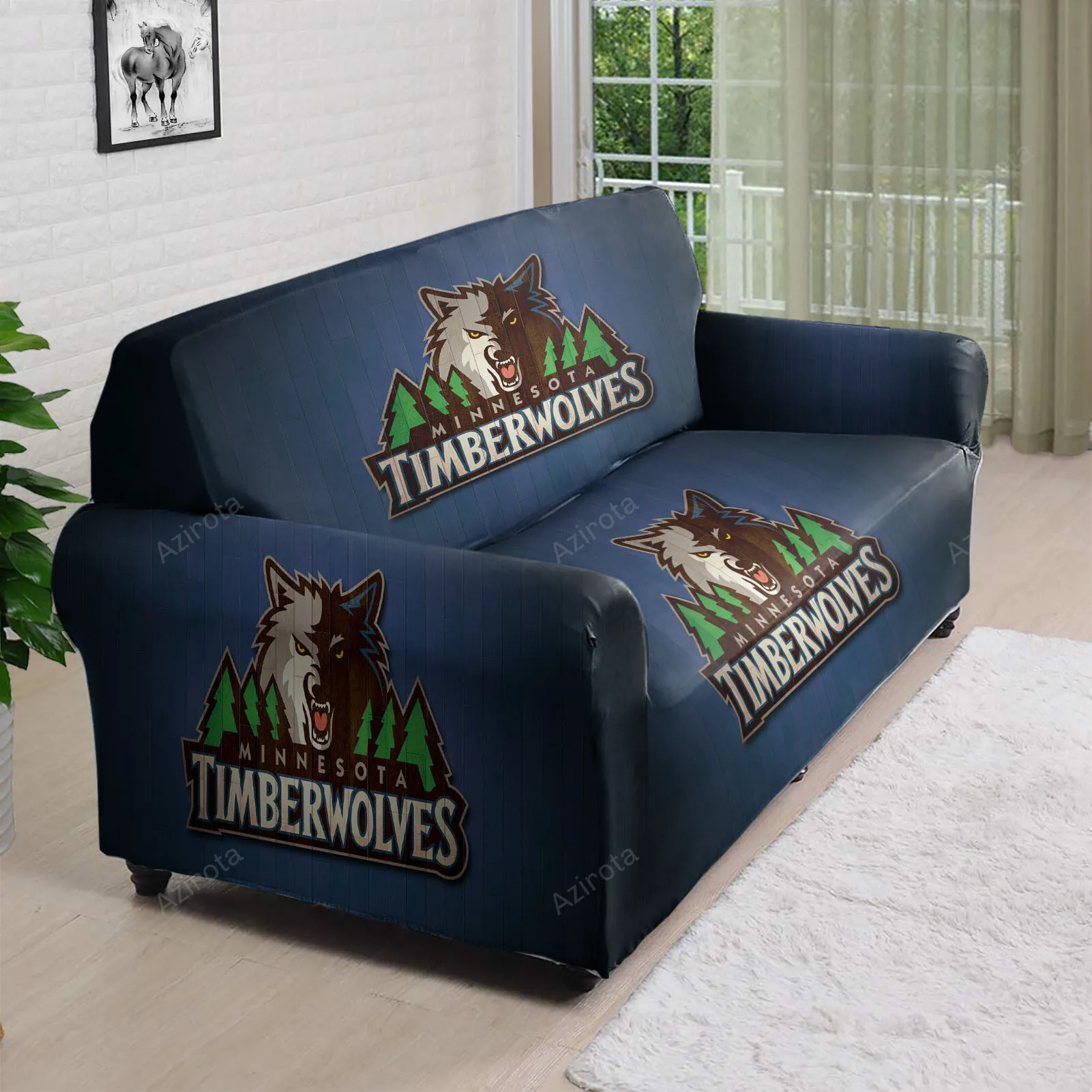 Minnesota Timberwolves Emblem v6 3D Sofa Cover