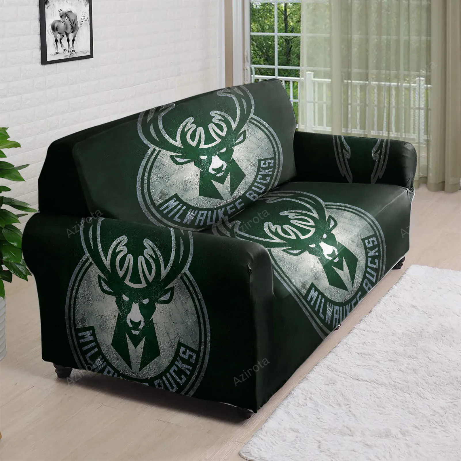 Milwaukee Bucks Emblem v14 3D Sofa Cover