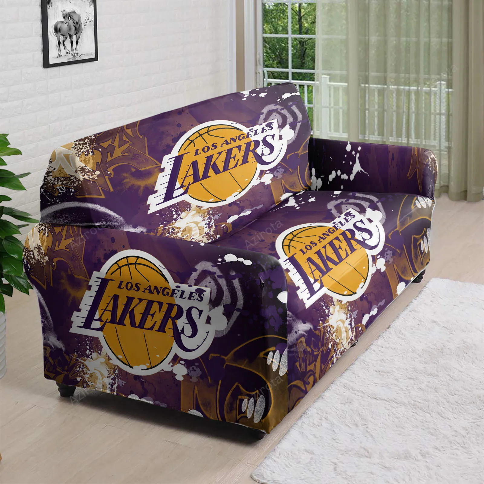 Los Angeles Lakers Emblem v63 3D Sofa Cover