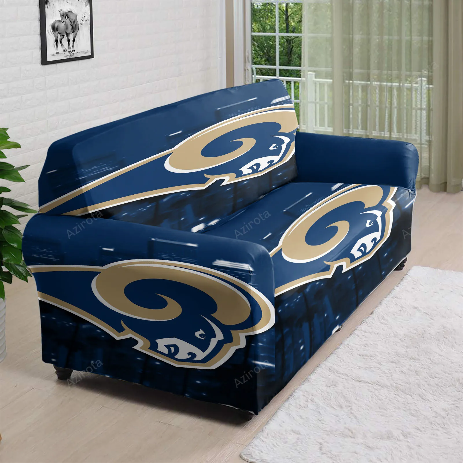 Los Angeles Rams Night Blue City 3D Sofa Cover