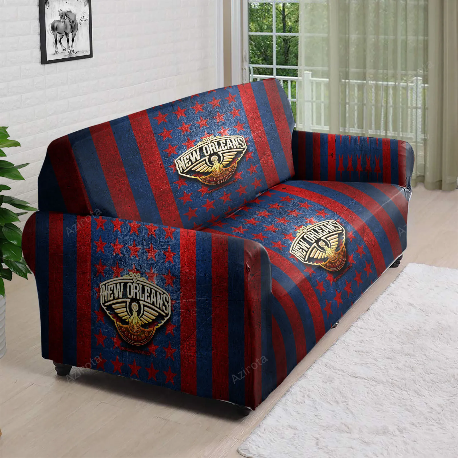 New Orleans Pelicans Emblem v19 3D Sofa Cover