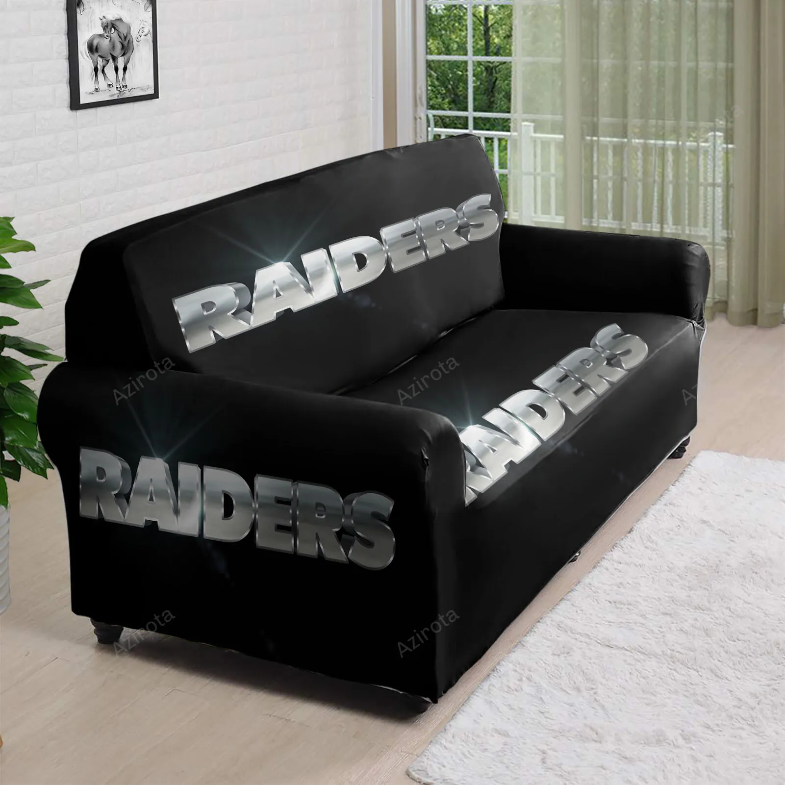 Las Vegas Raiders Art Text 3D Sofa Cover