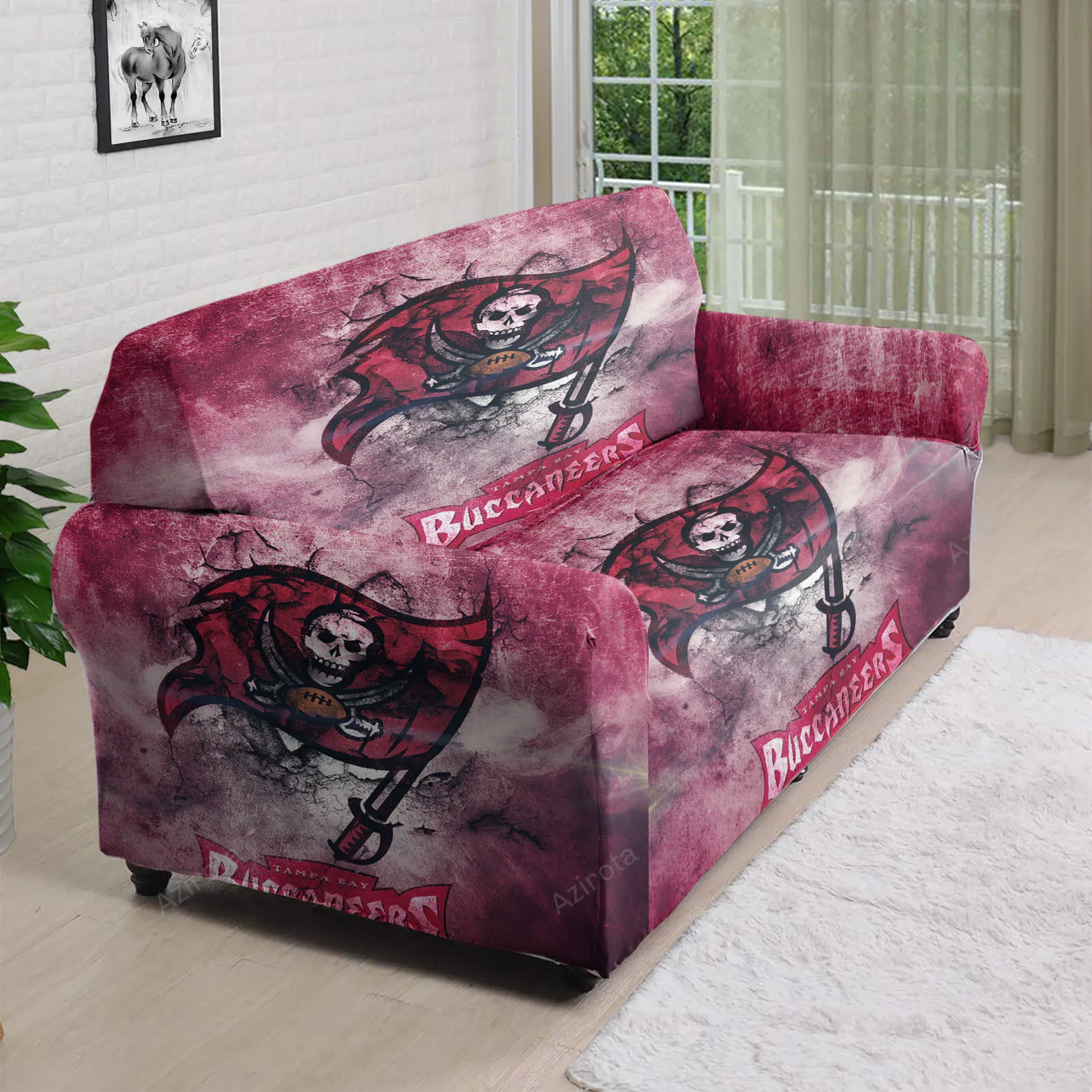 Tampa Bay Buccaneers Emblem v42 3D Sofa Cover