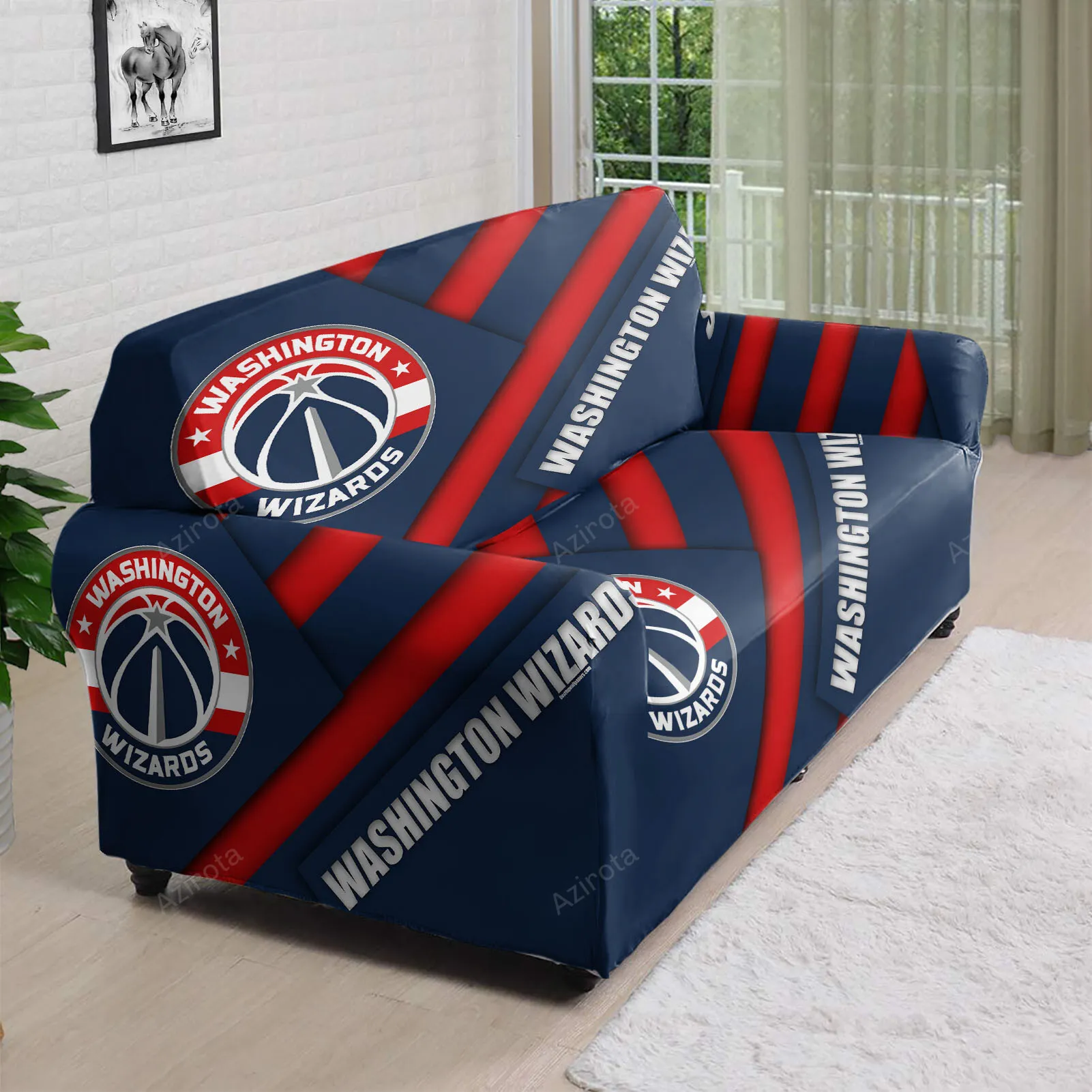 Washington Wizards Blue Red2 3D Sofa Cover
