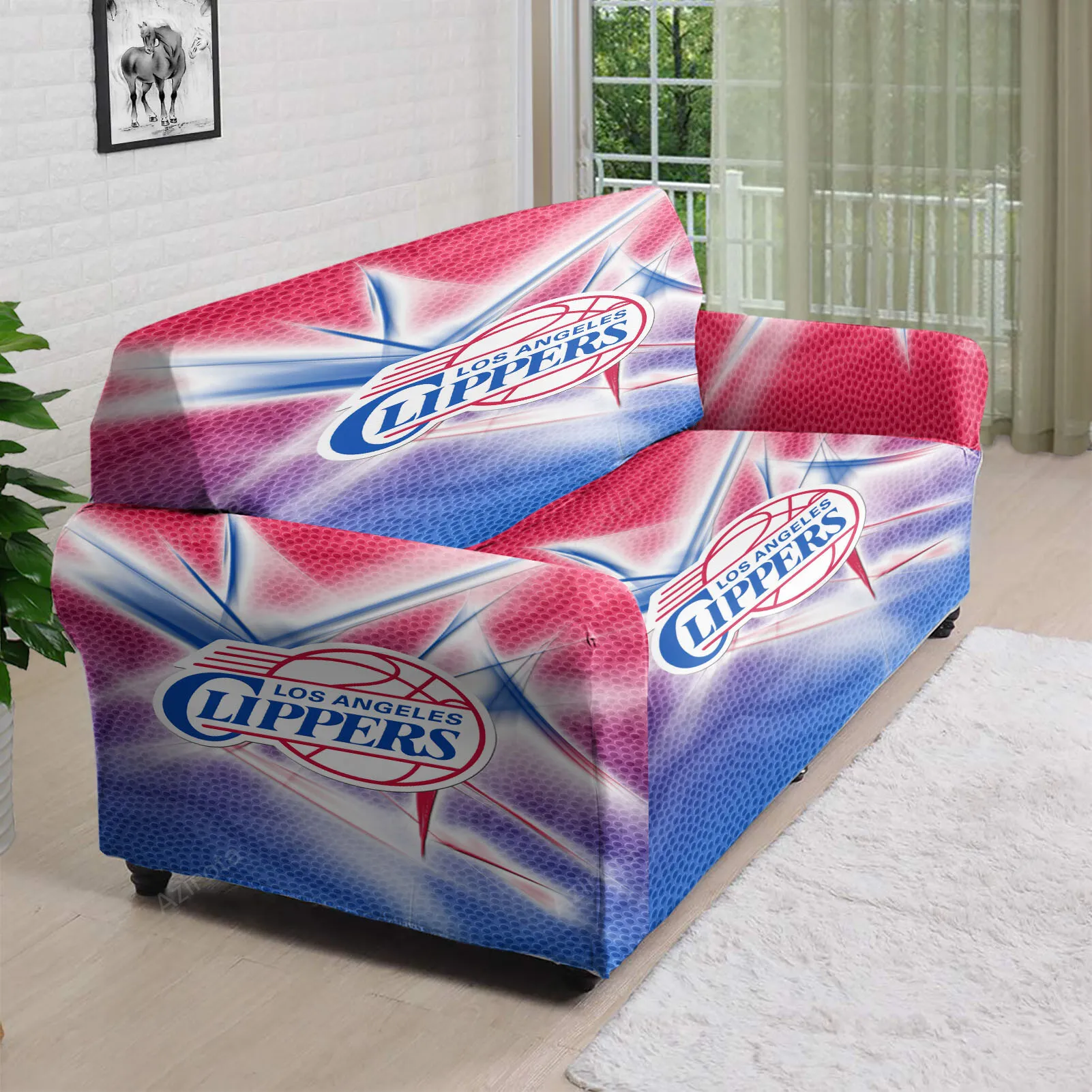 Los Angeles Clippers Logo Golden 3D Sofa Cover