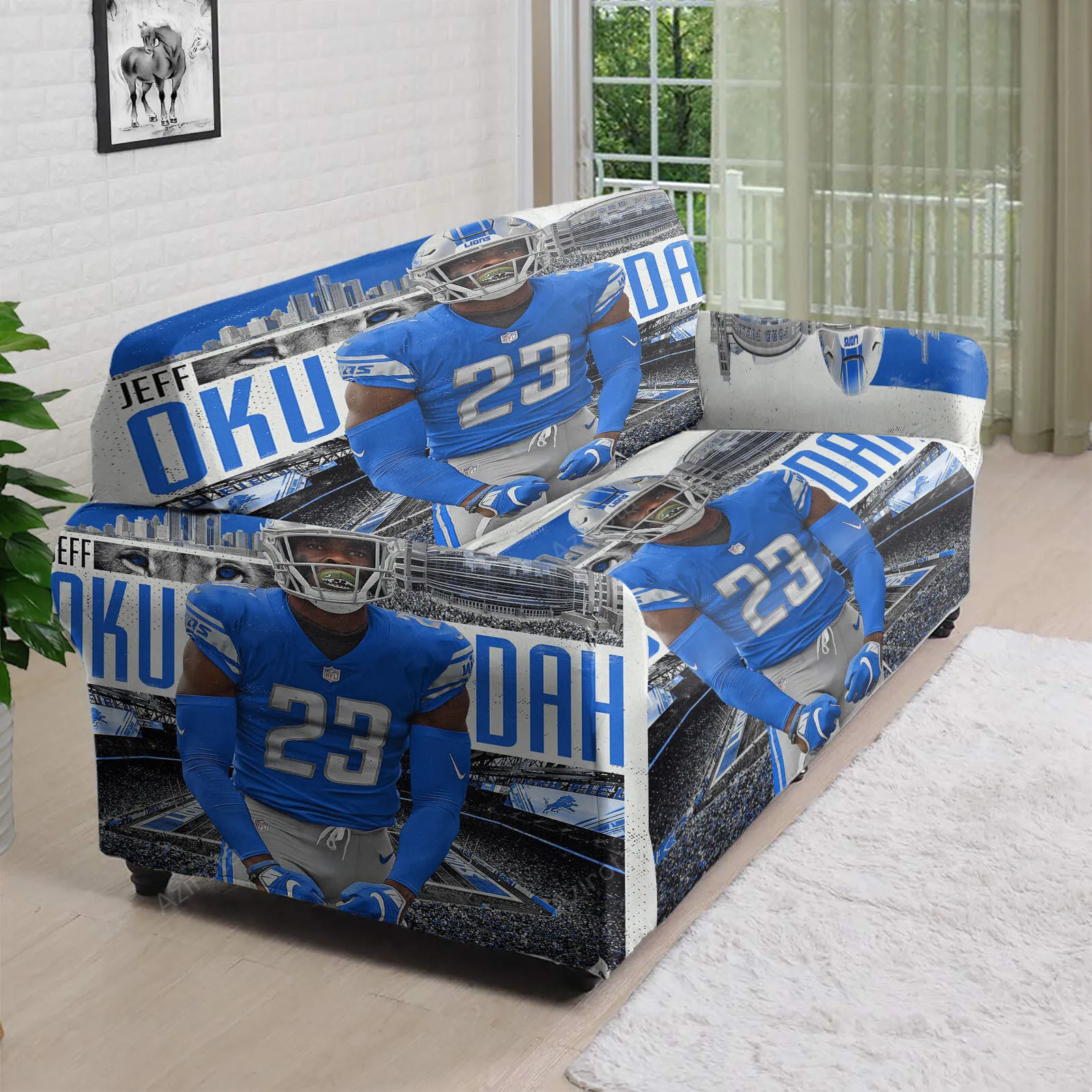 Detroit Lions Jeff Okudah v3 3D Sofa Cover