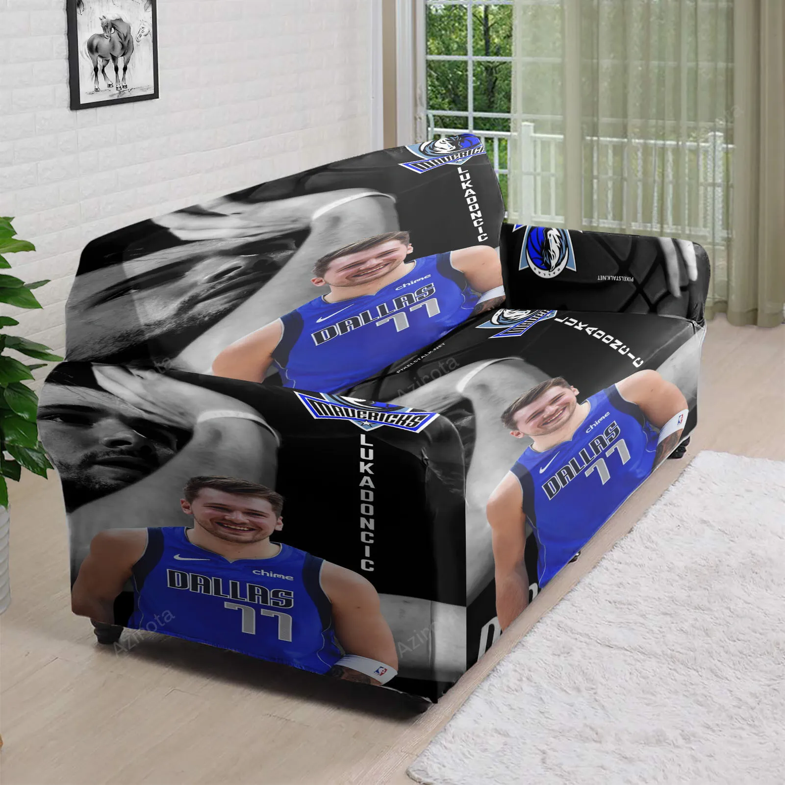 Dallas Mavericks 77 Luka Doncic l8 3D Sofa Cover
