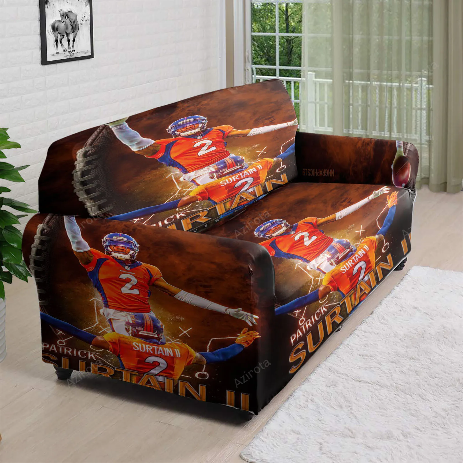 Denver Broncos Patrick Surtain II1 3D Sofa Cover