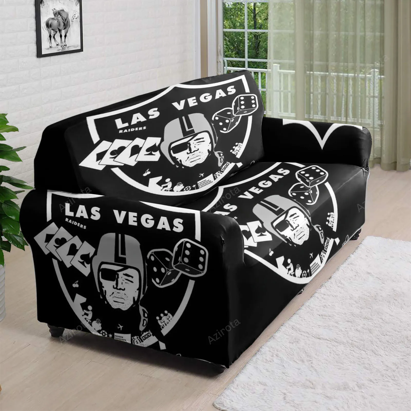 Las Vegas Raiders Logo Play Cards 3D Sofa Cover