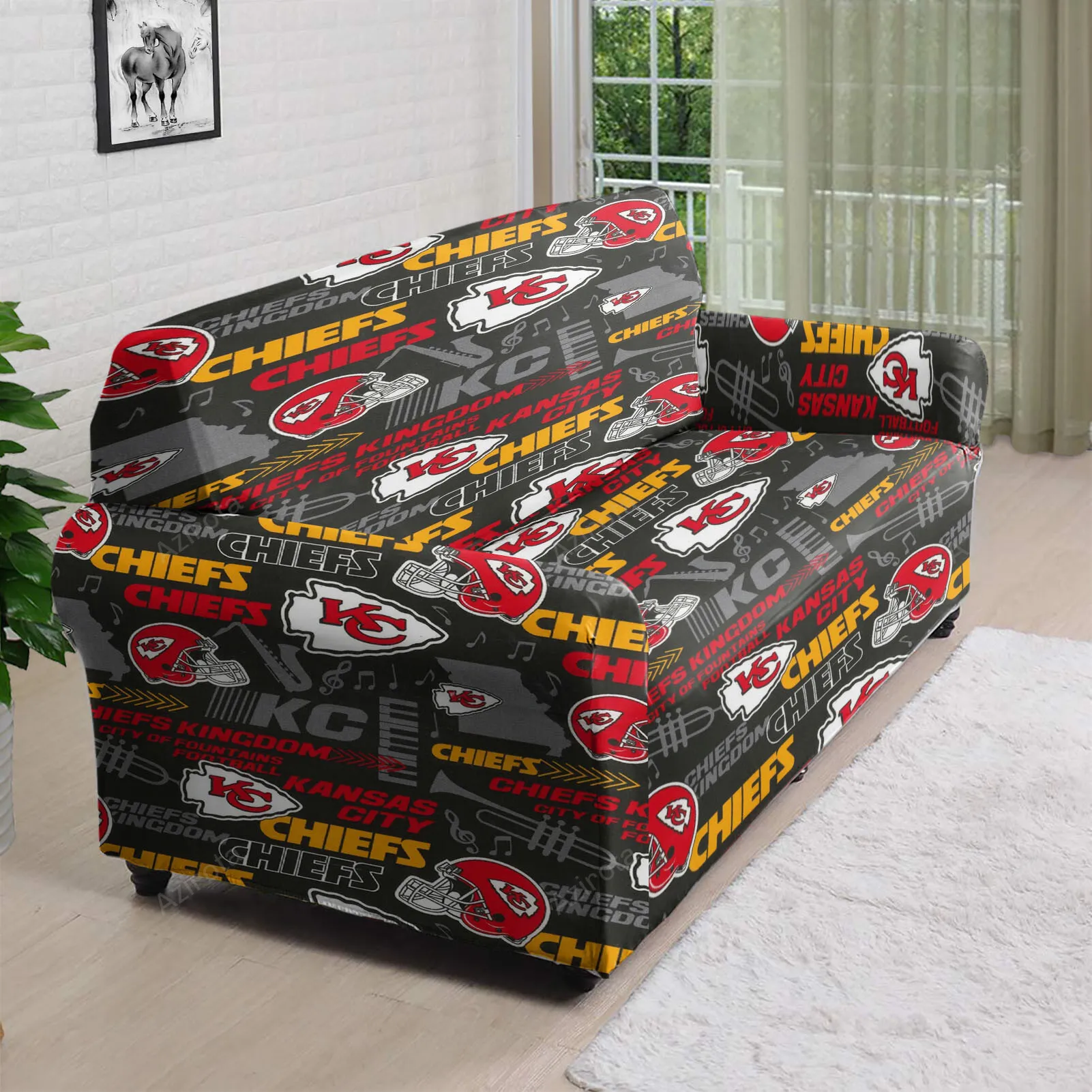 Kansas City Chiefs Emblem v10 3D Sofa Cover