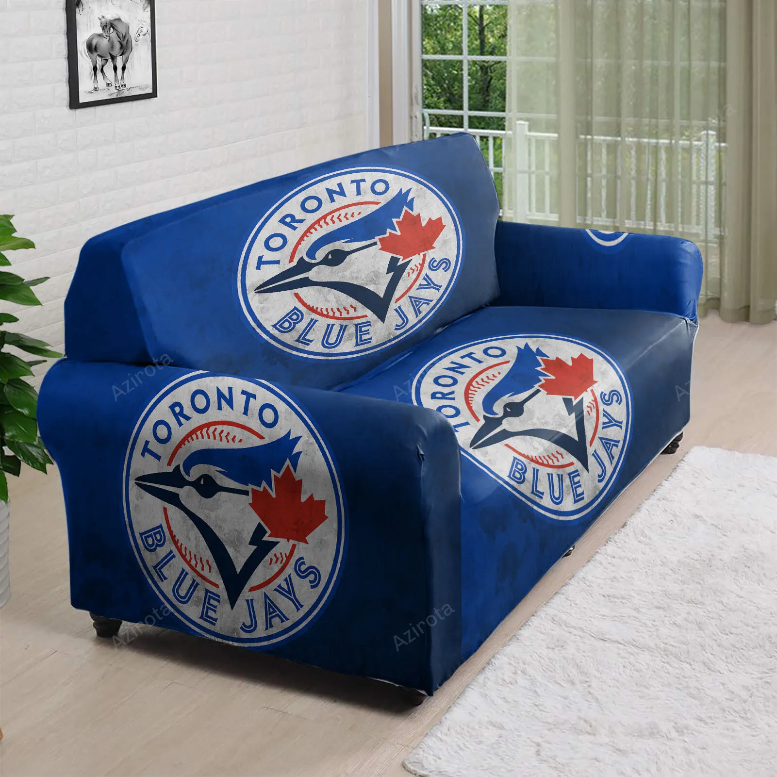 Toronto Blue Jays Russell Bird Blue 3D Sofa Cover