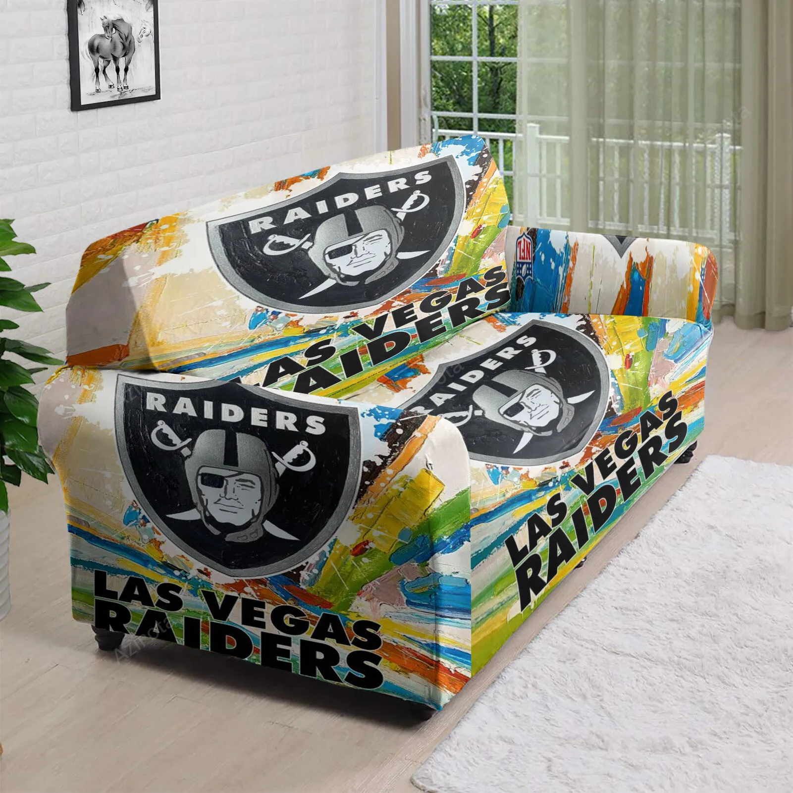 Las Vegas Raiders Art Colorful 3D Sofa Cover