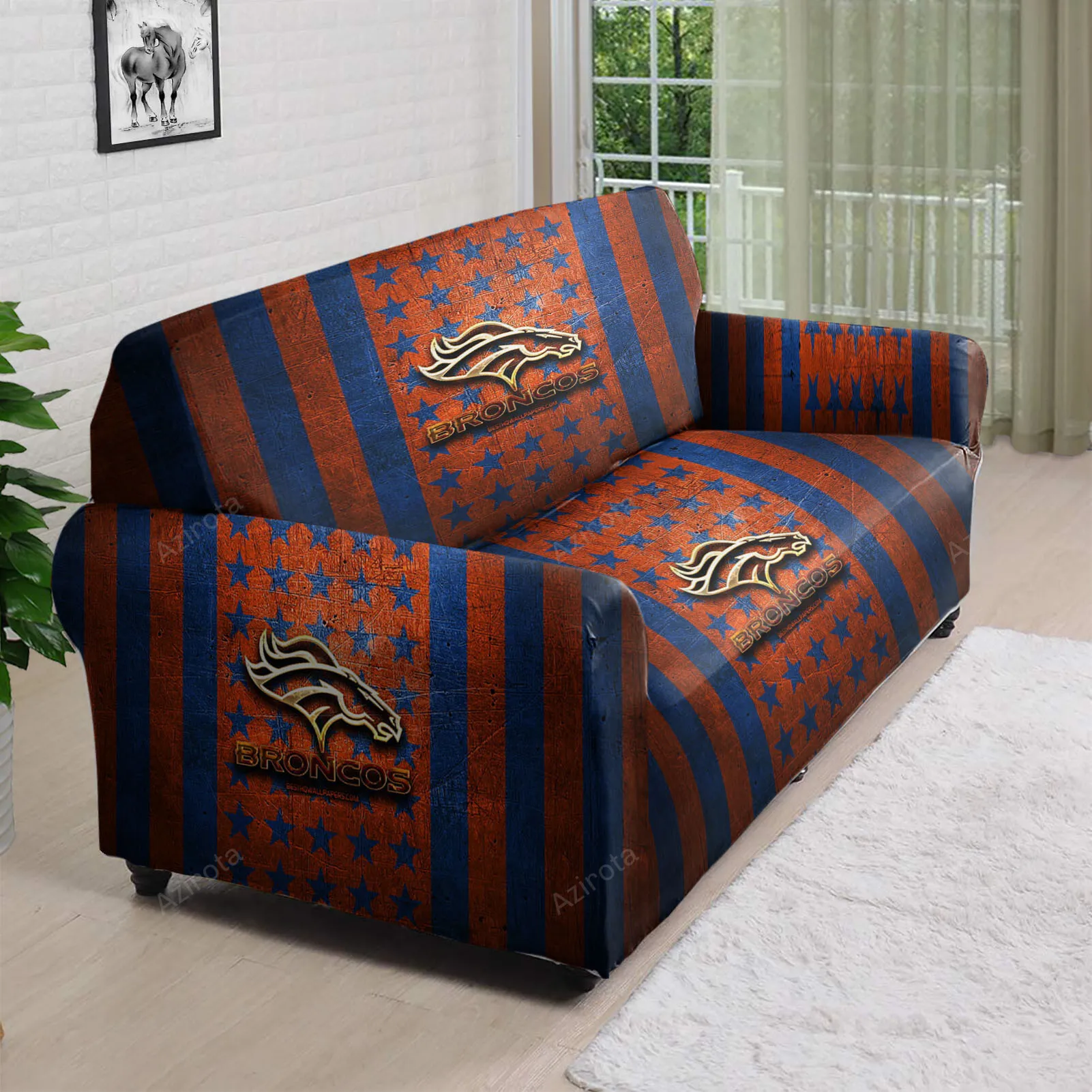Denver Broncos Emblem v37 3D Sofa Cover