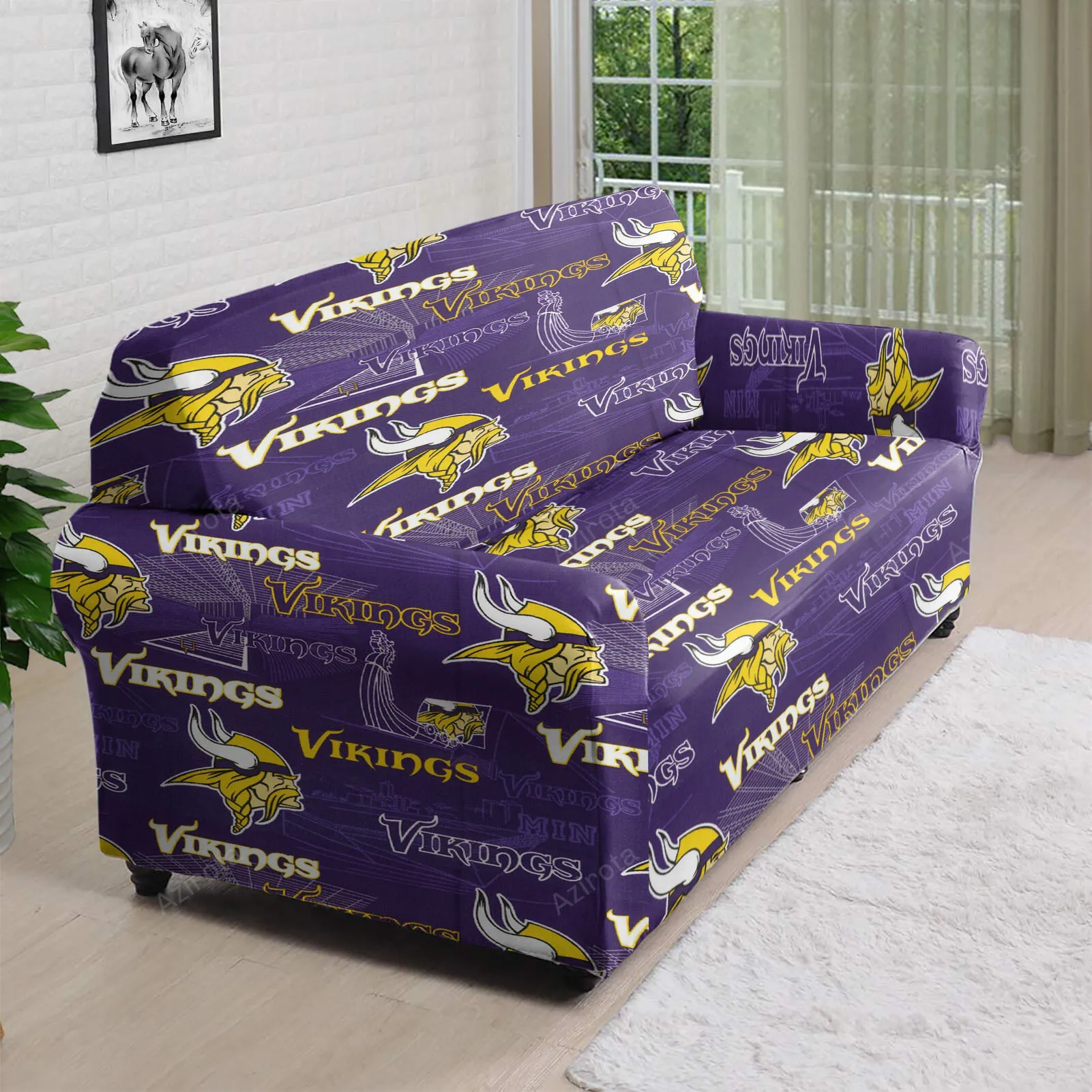 Minnesota Vikings Emblem v13 3D Sofa Cover