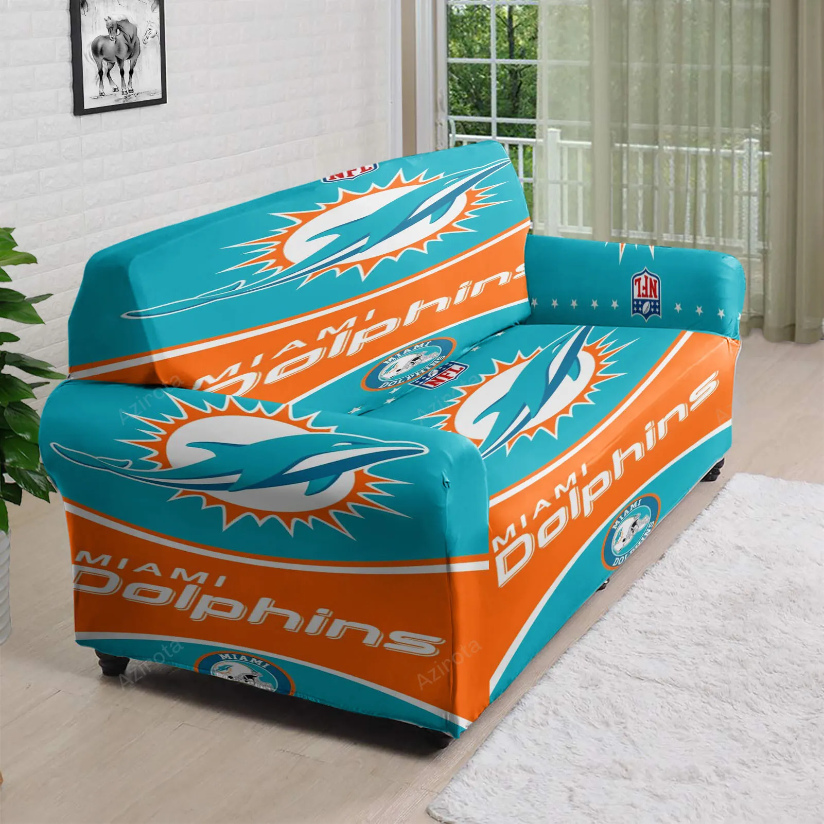 Miami Dolphins Logo 13 3D Sofa Cover
