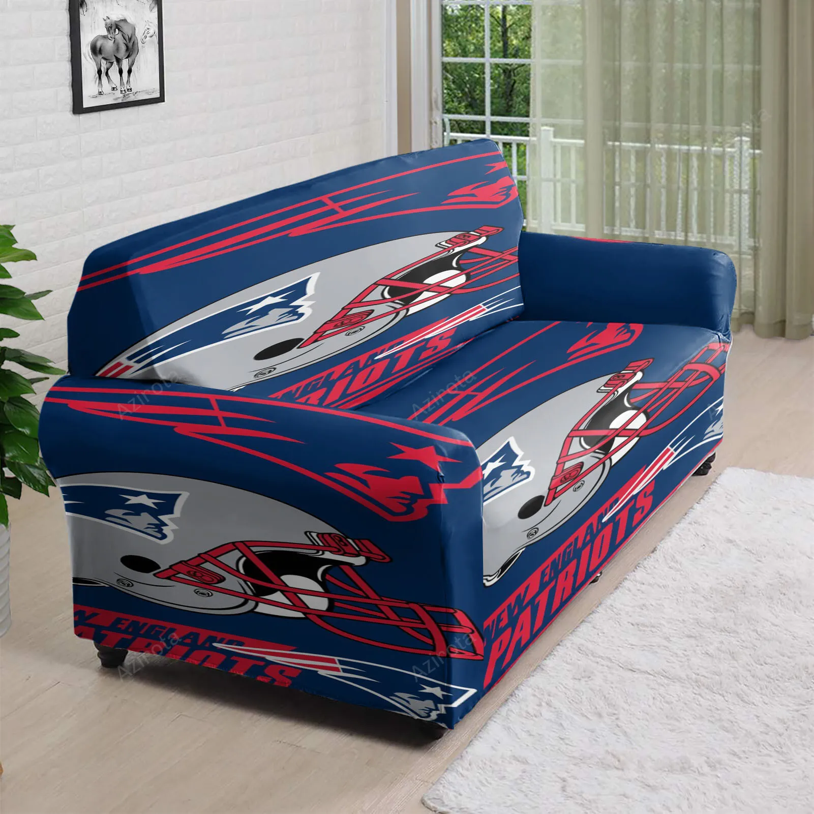 New England Patriots Helmet Red Navy 3D Sofa Cover