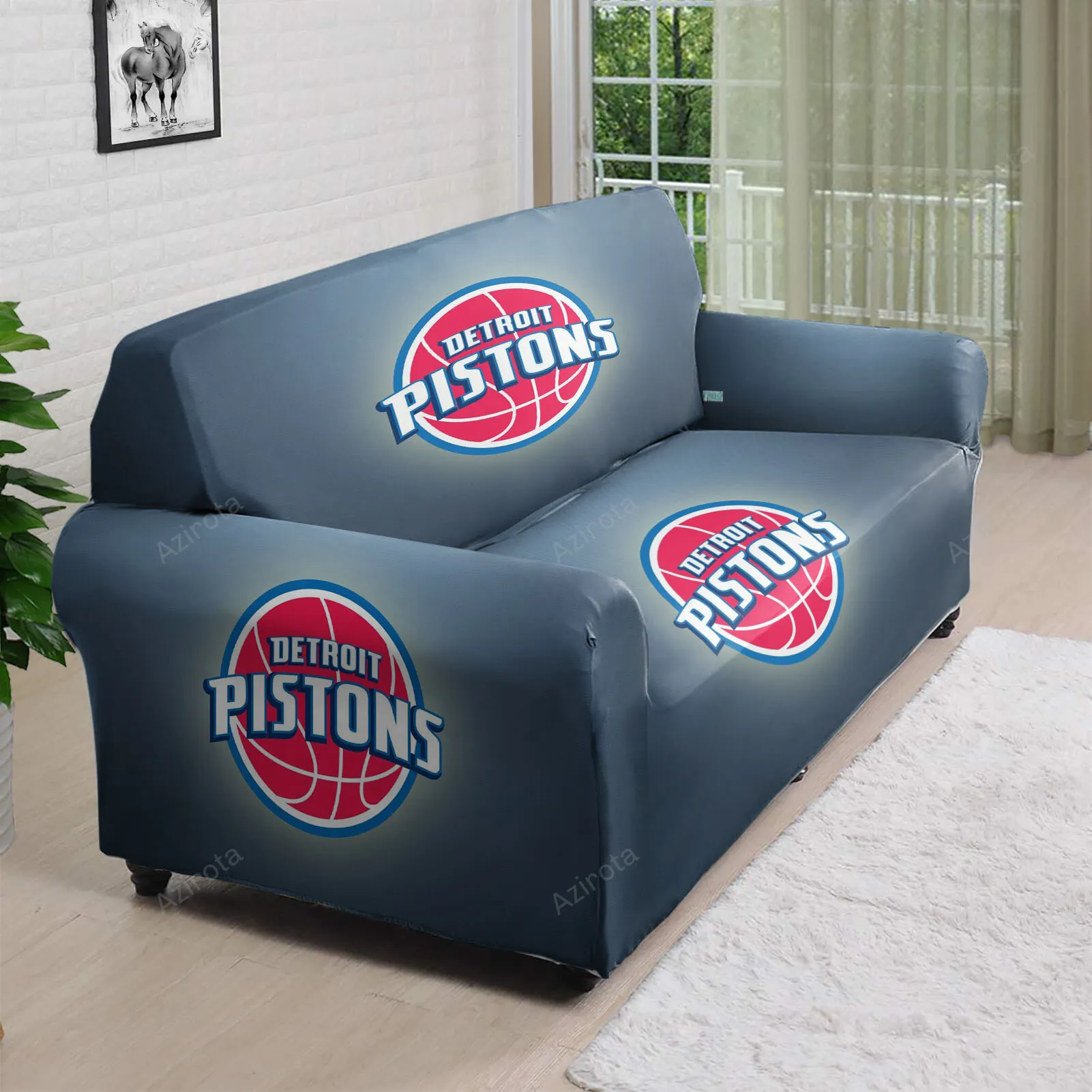 Detroit Pistons Gray 3D Sofa Cover