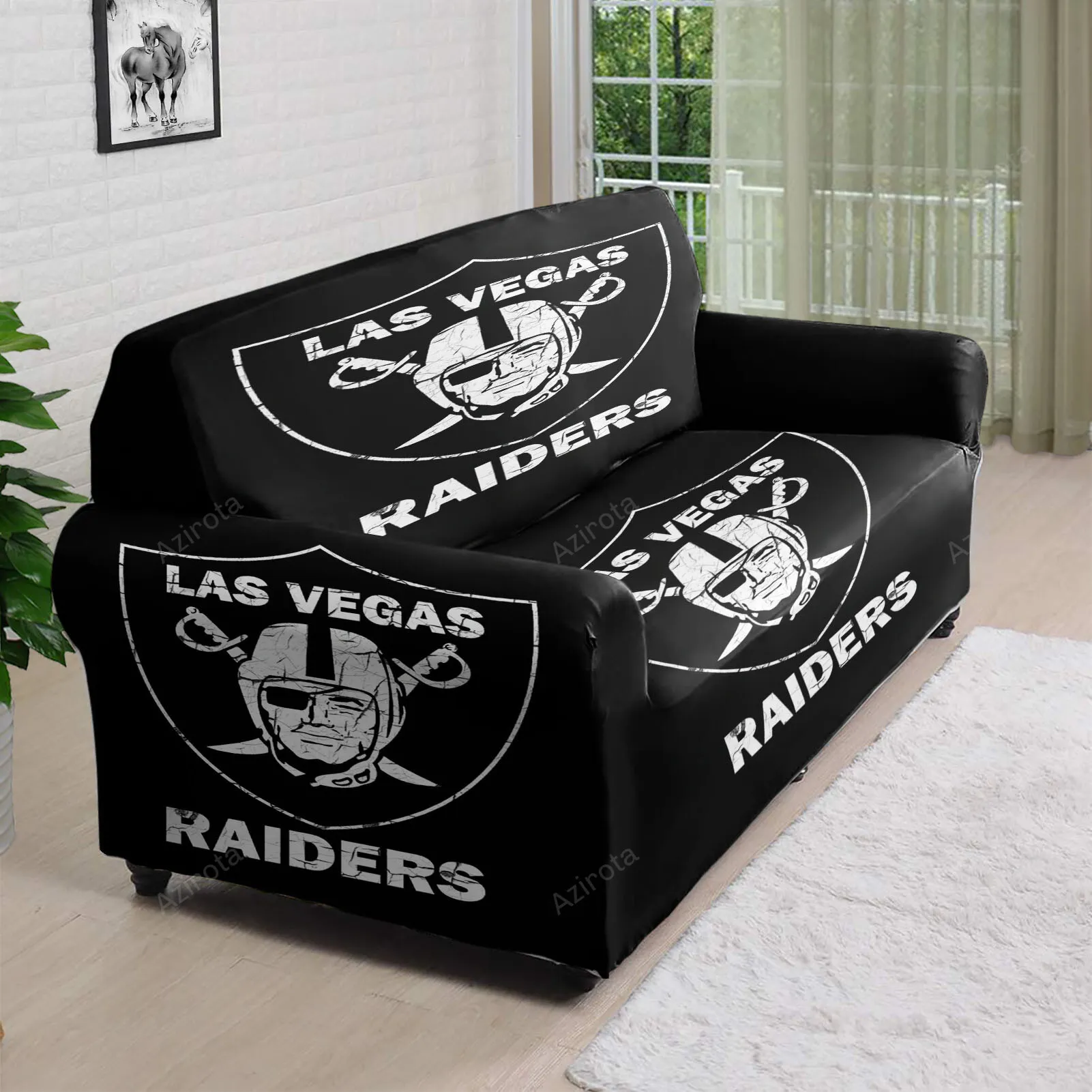 Las Vegas Raiders Logo Vintage 3D Sofa Cover