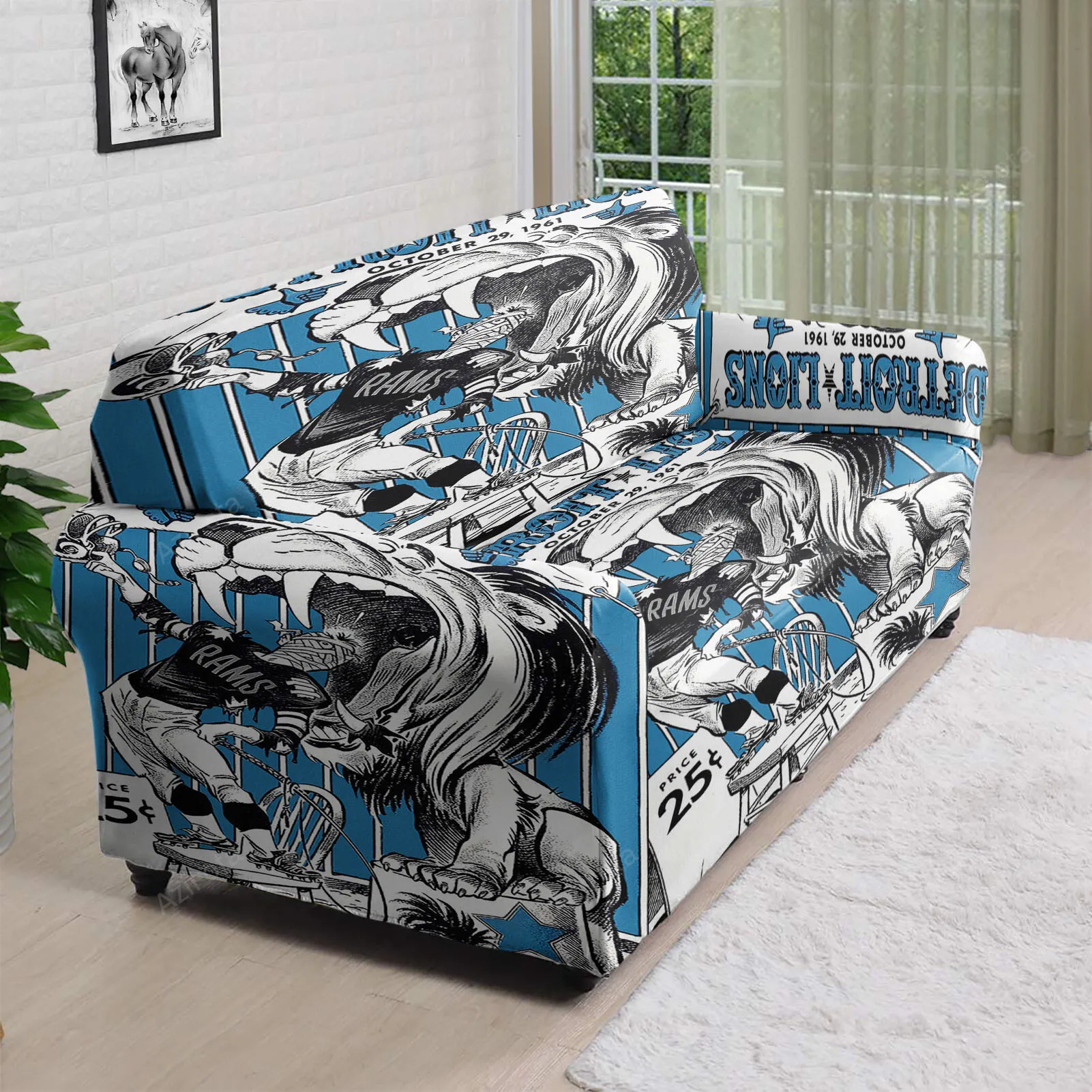 Detroit Lions 1961 Vintage 3D Sofa Cover