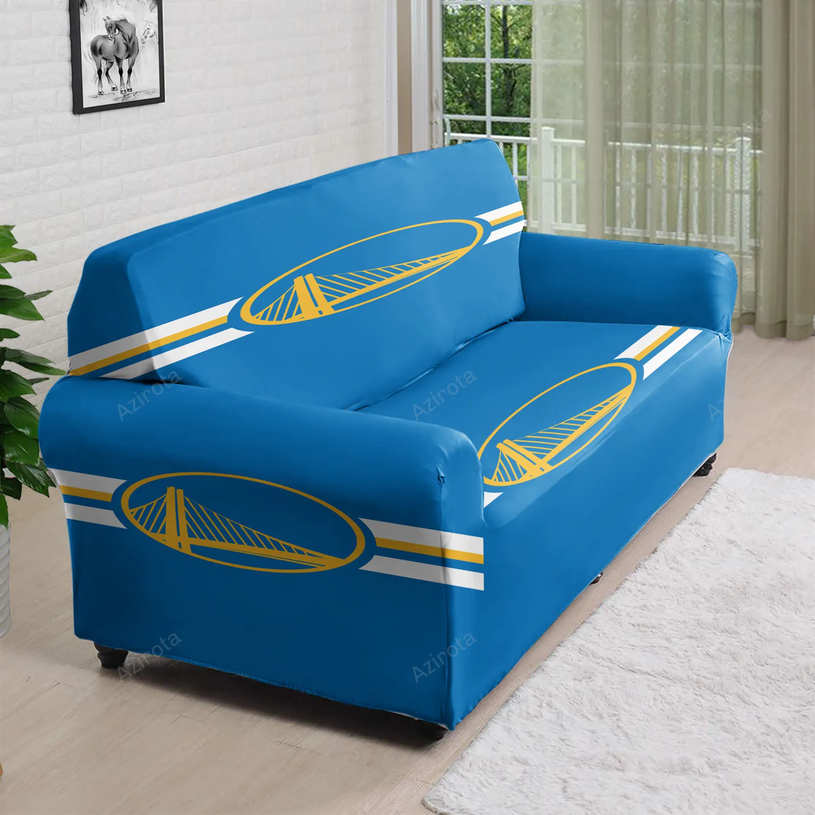 Golden State Warriors Emblem Texture8 3D Sofa Cover