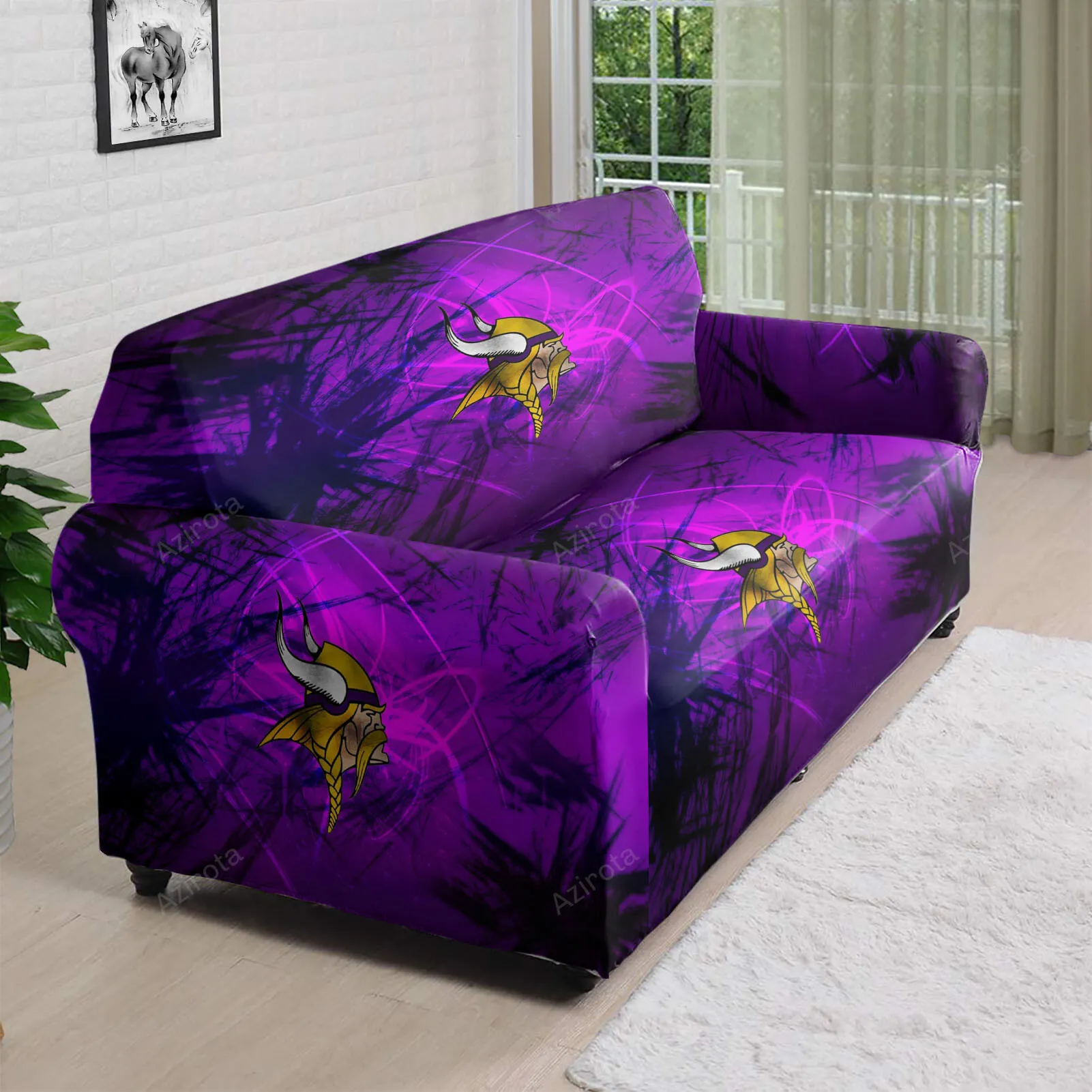 Minnesota Vikings Emblem Brush v3 3D Sofa Cover