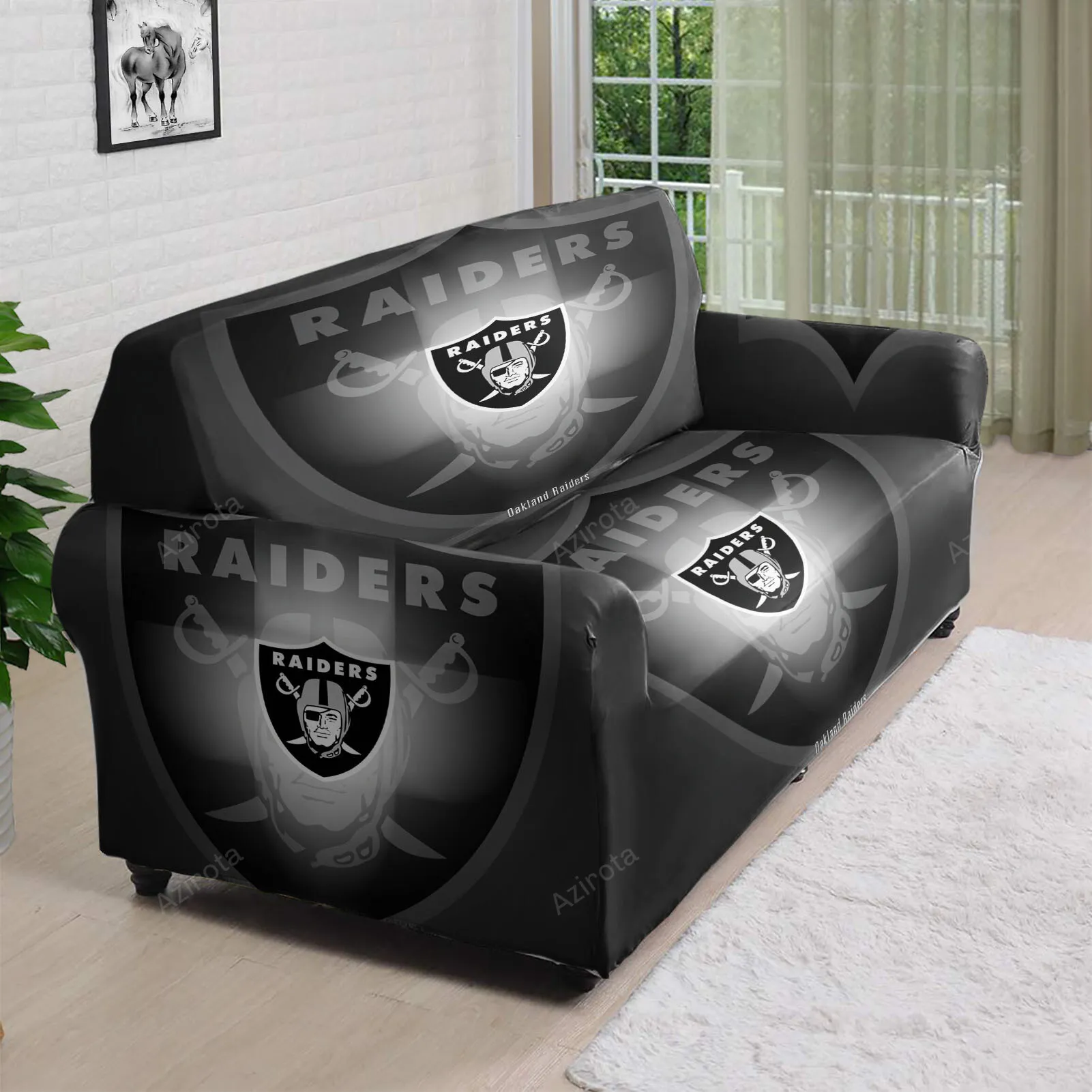 Las Vegas Raiders Logo Art21 3D Sofa Cover