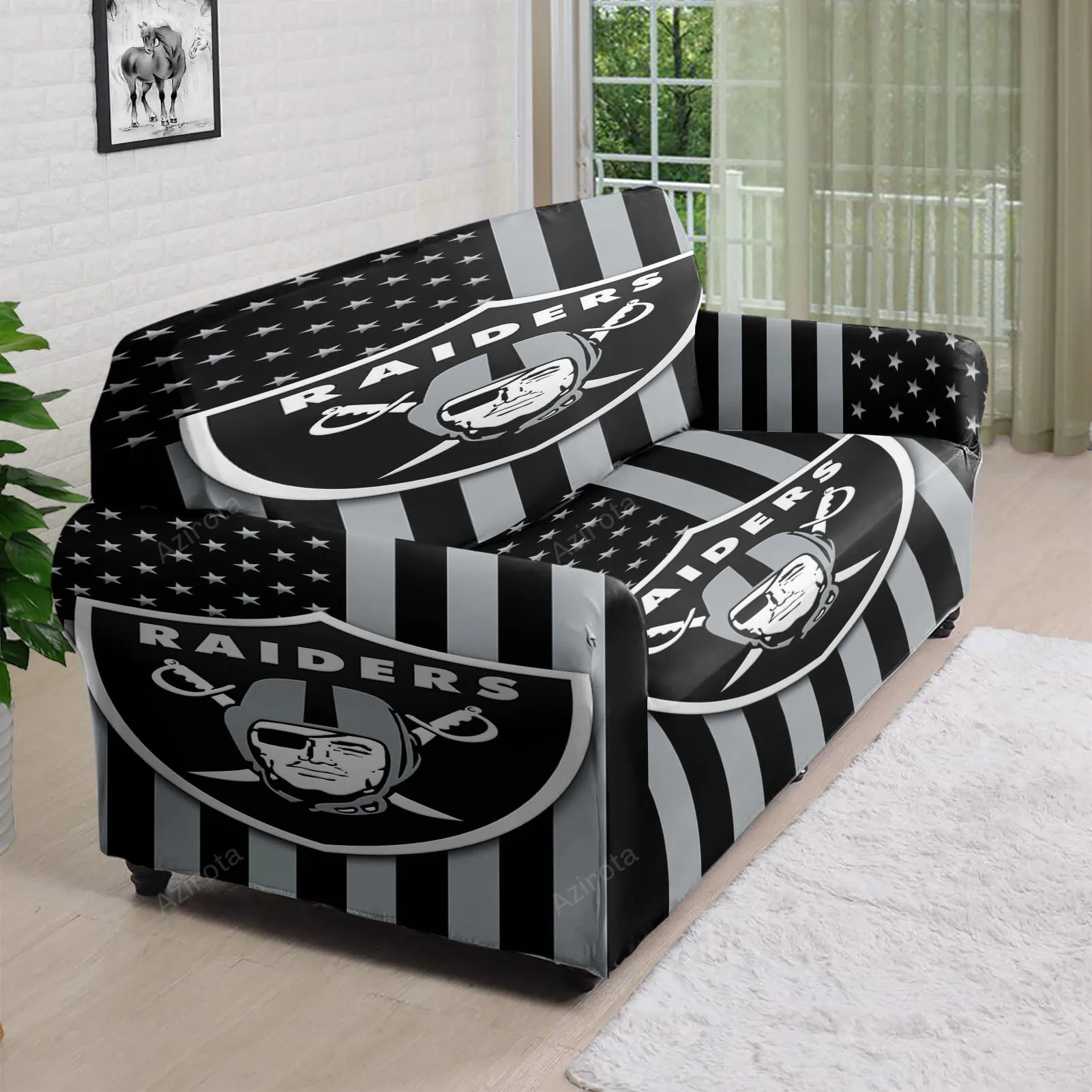Las Vegas Raiders Logo Flag 3D Sofa Cover