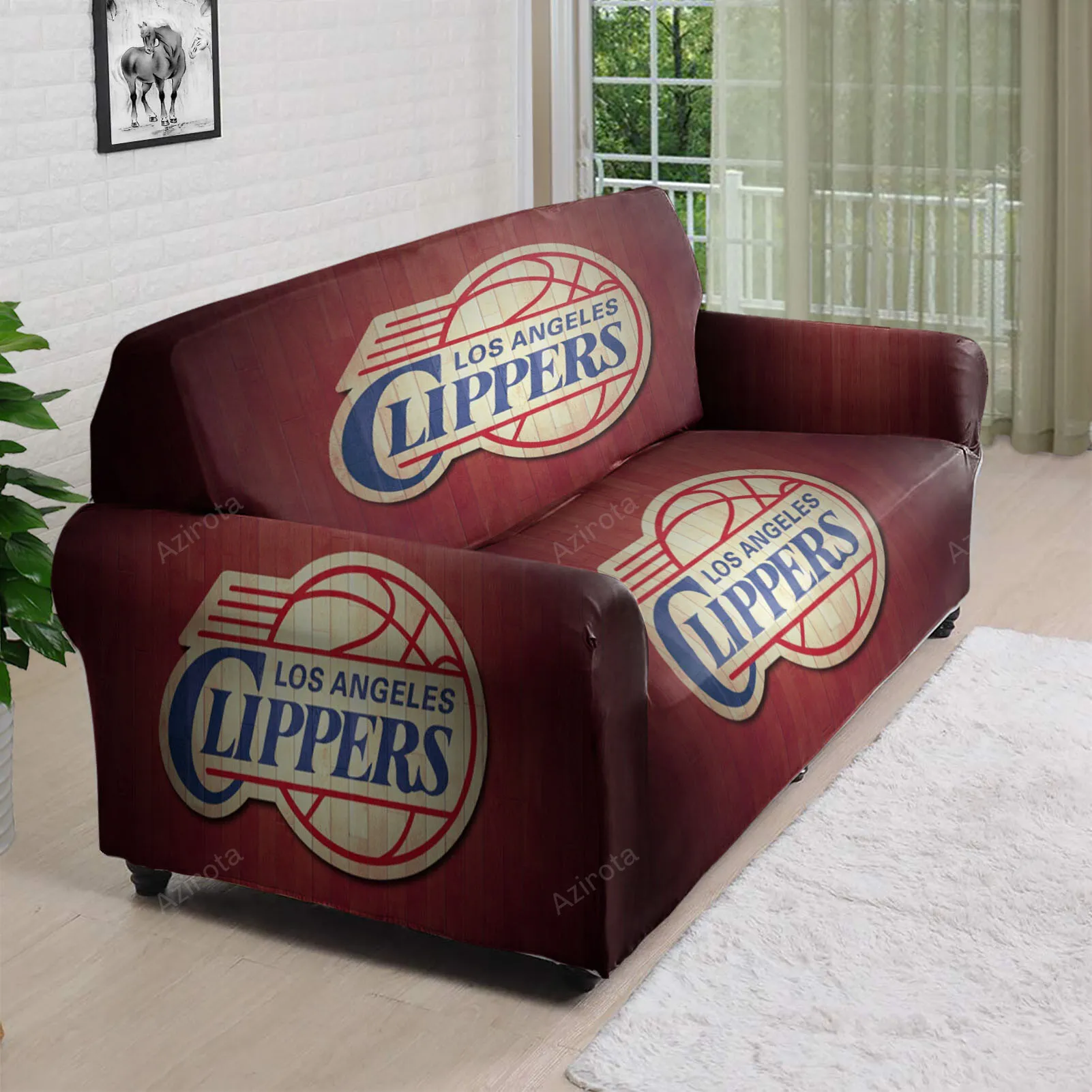 Los Angeles Clippers Wood 3D Sofa Cover