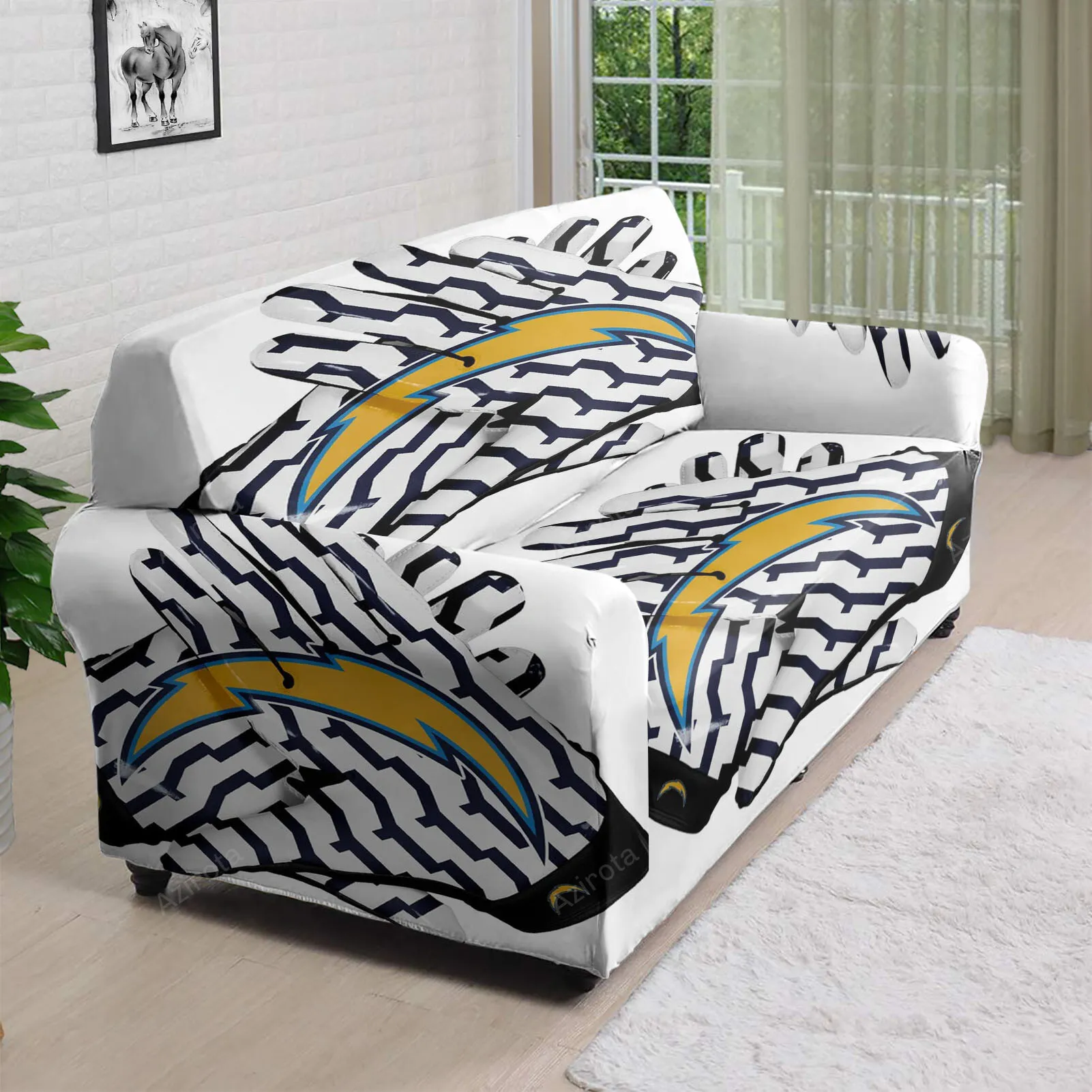 Los Angeles Chargers Emblem v40 3D Sofa Cover