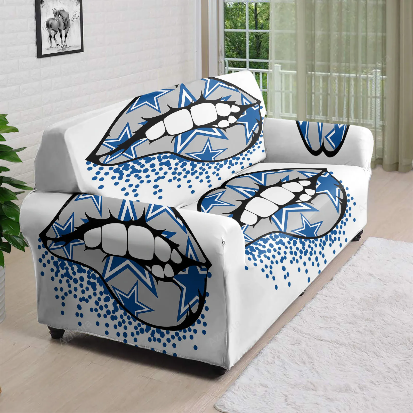 Dallas Cowboys Lips Glitter 3D Sofa Cover