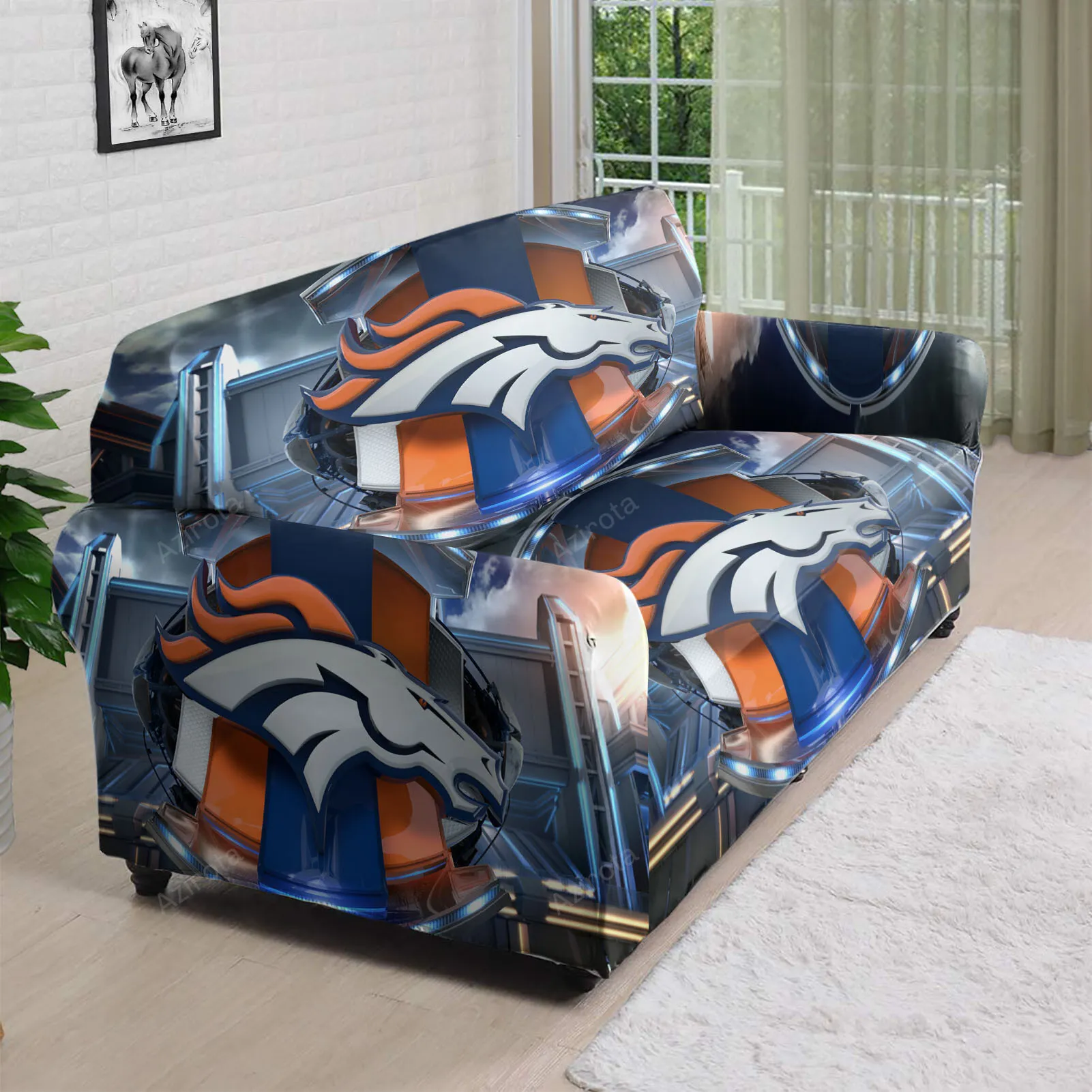 Denver Broncos Emblem v61 3D Sofa Cover