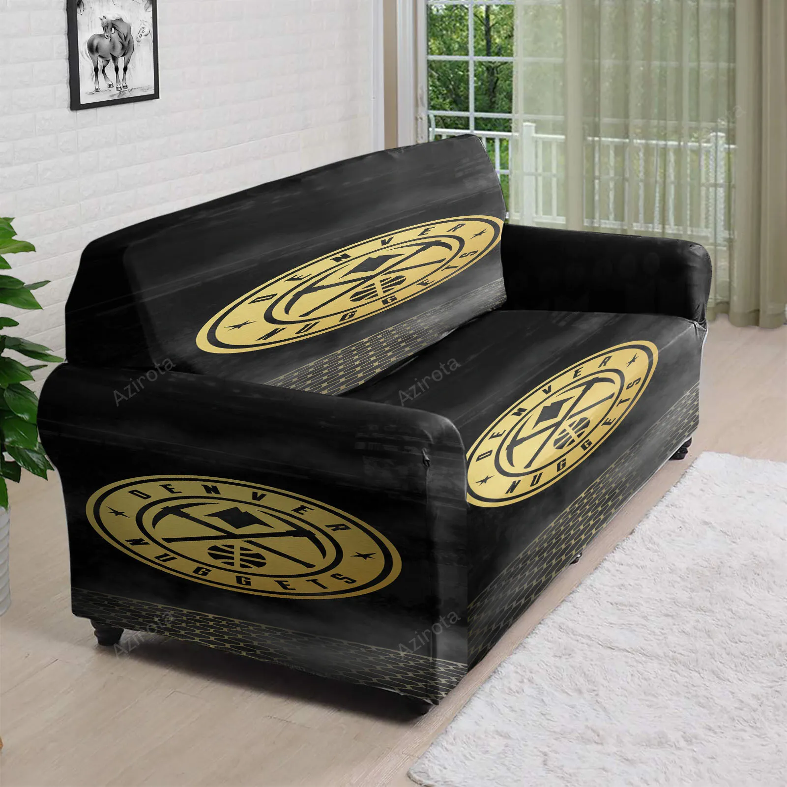Denver Nuggets Golden Stadium Black 3D Sofa Cover