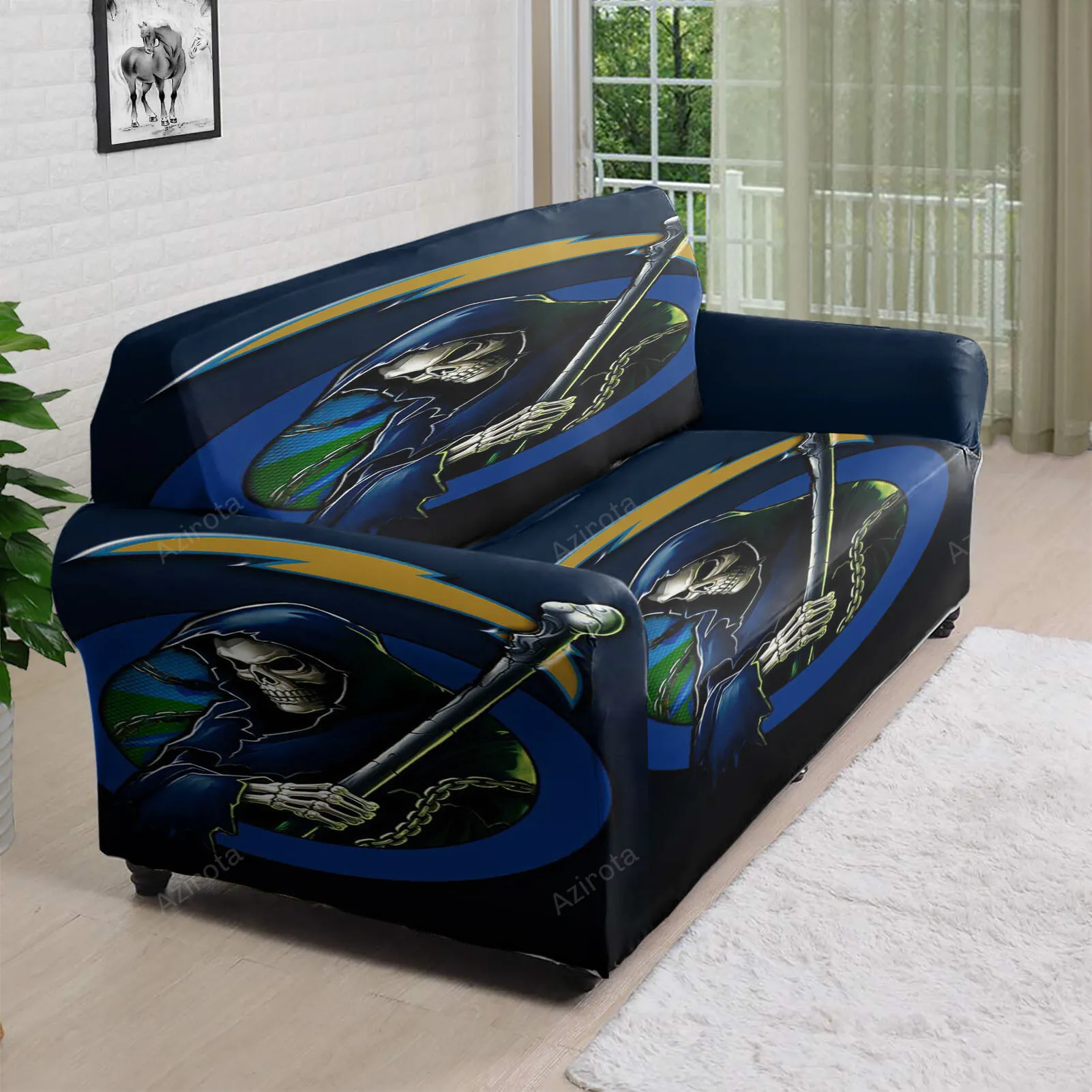 Los Angeles Chargers Skull v22 3D Sofa Cover
