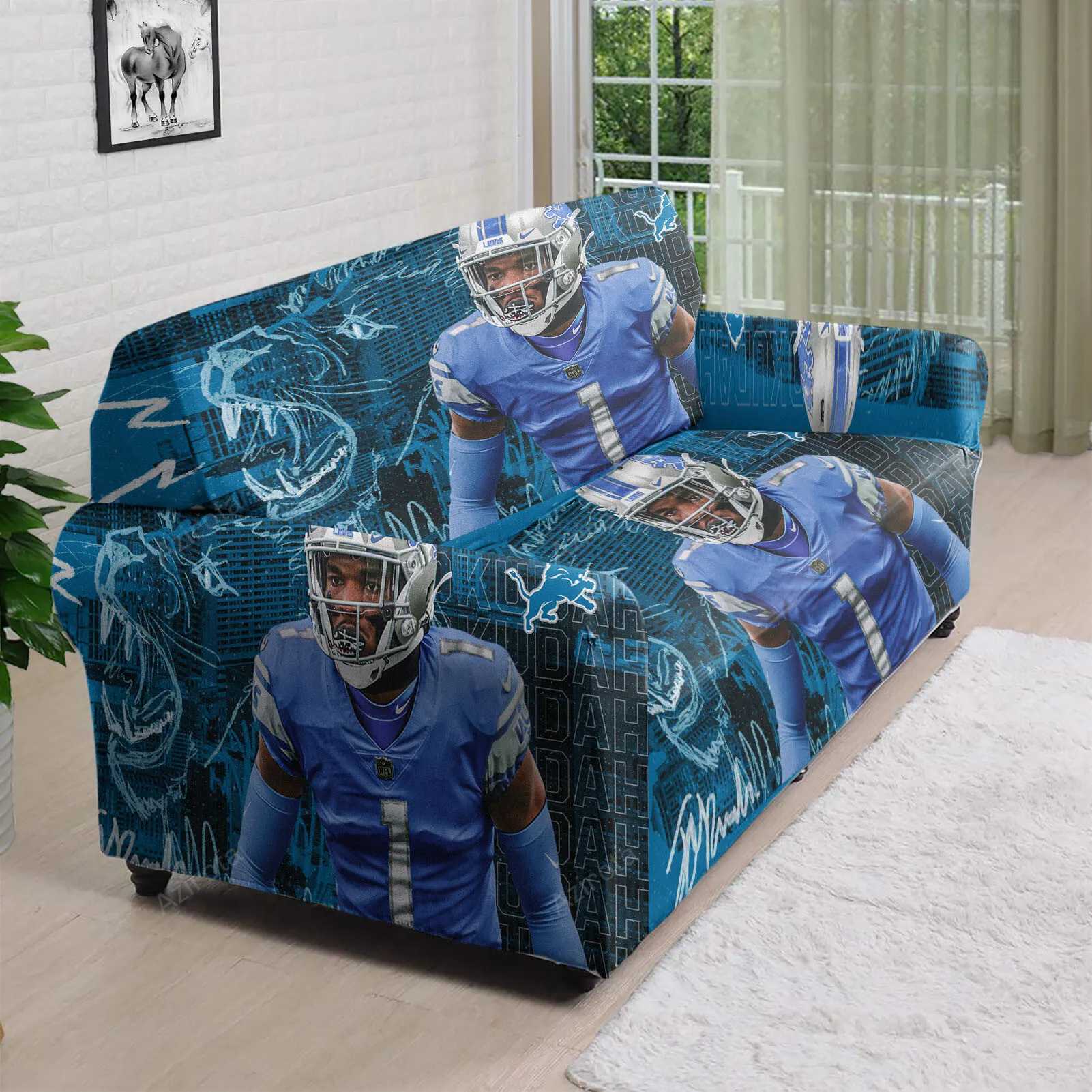 Detroit Lions Jeff Okudah 1 v2 3D Sofa Cover