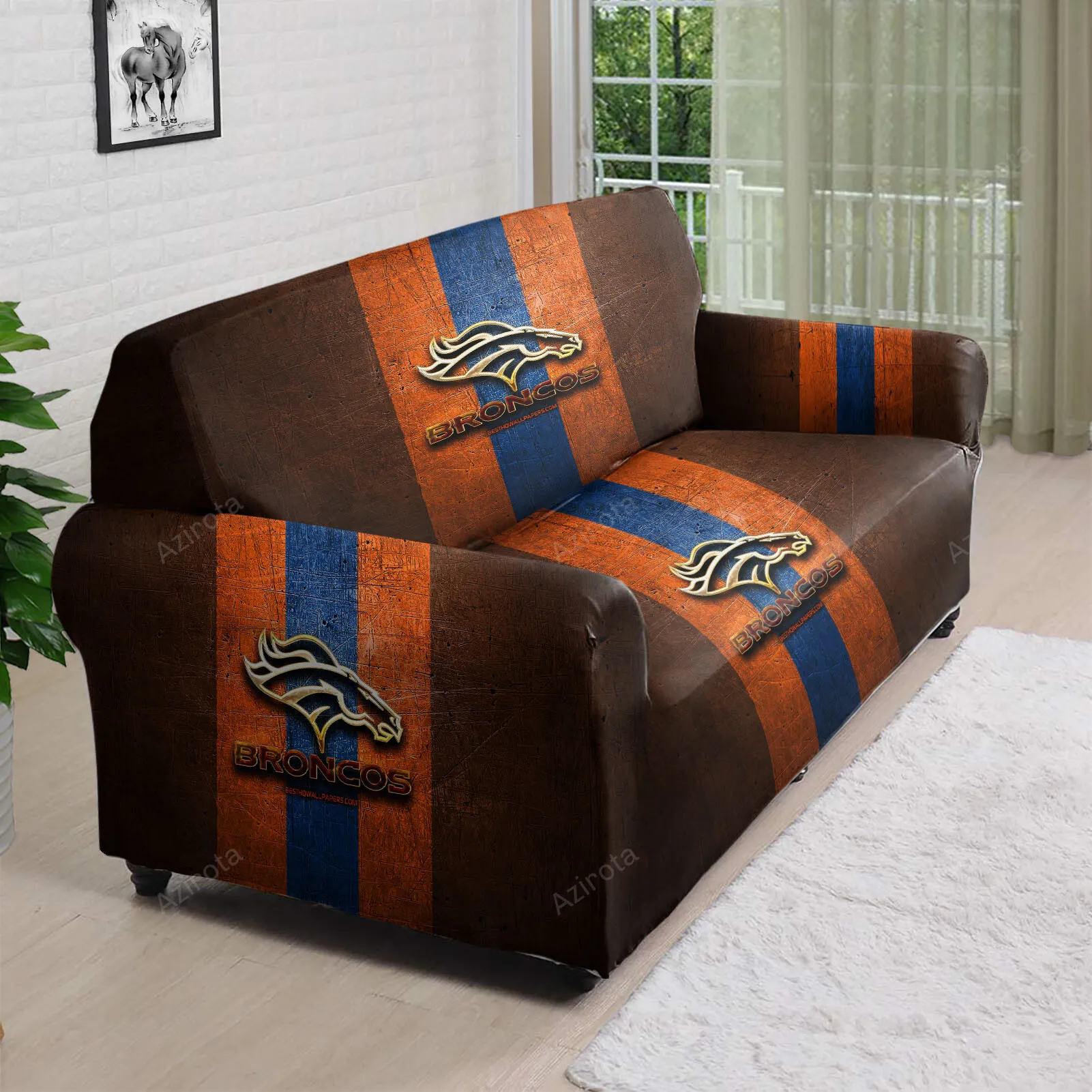 Denver Broncos Emblem v29 3D Sofa Cover