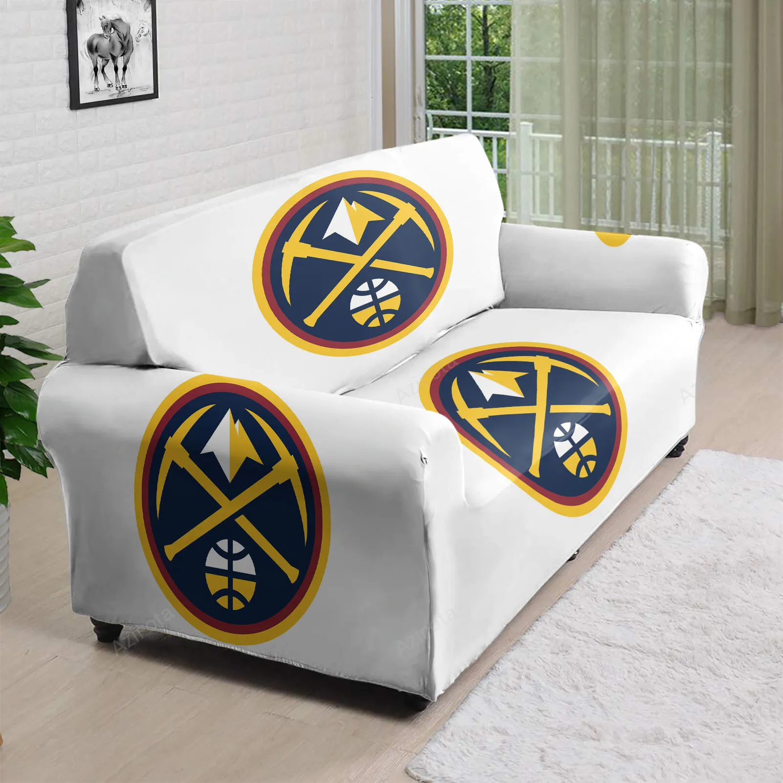 Denver Nuggets White 3D Sofa Cover
