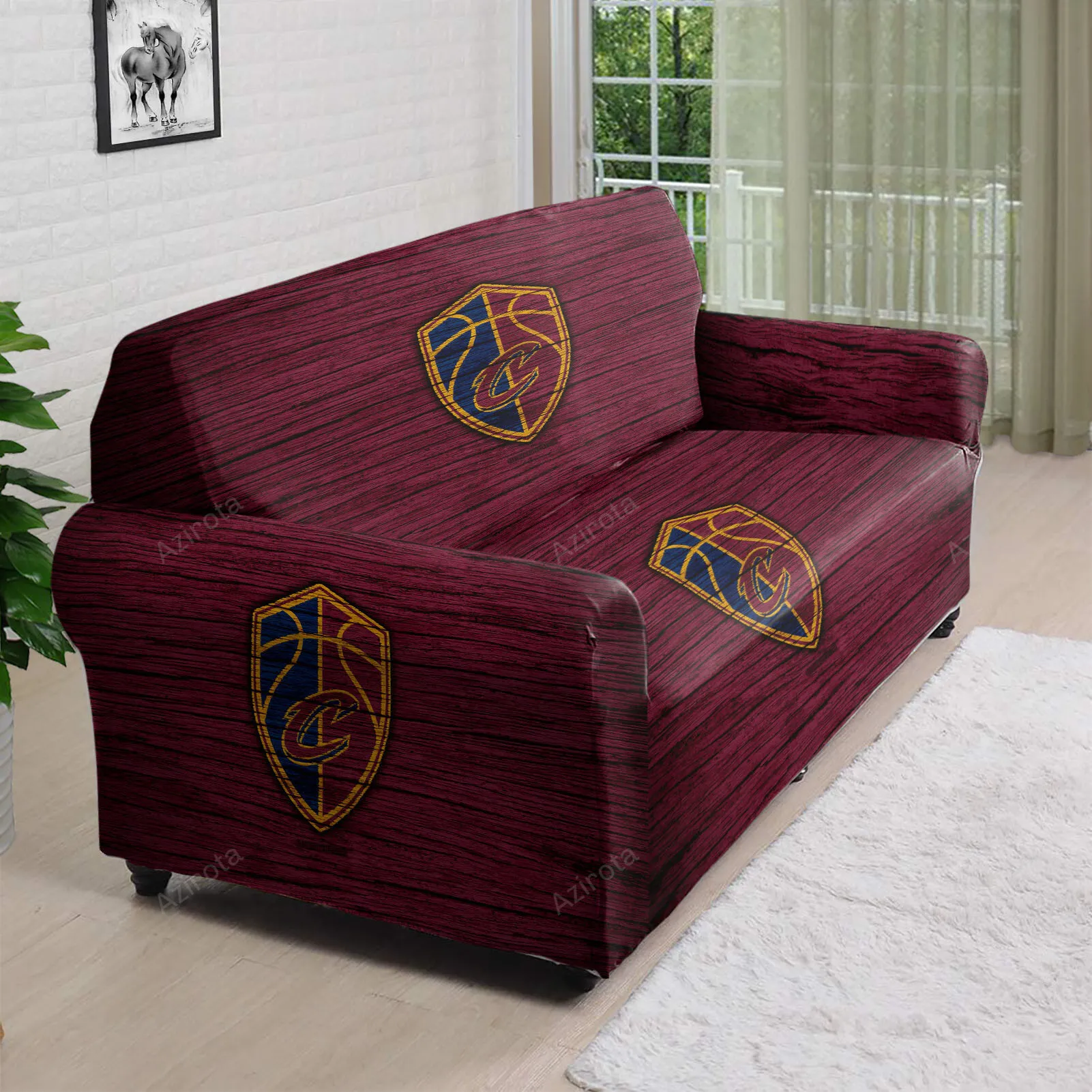 Cleveland Cavaliers Wooden v2 3D Sofa Cover